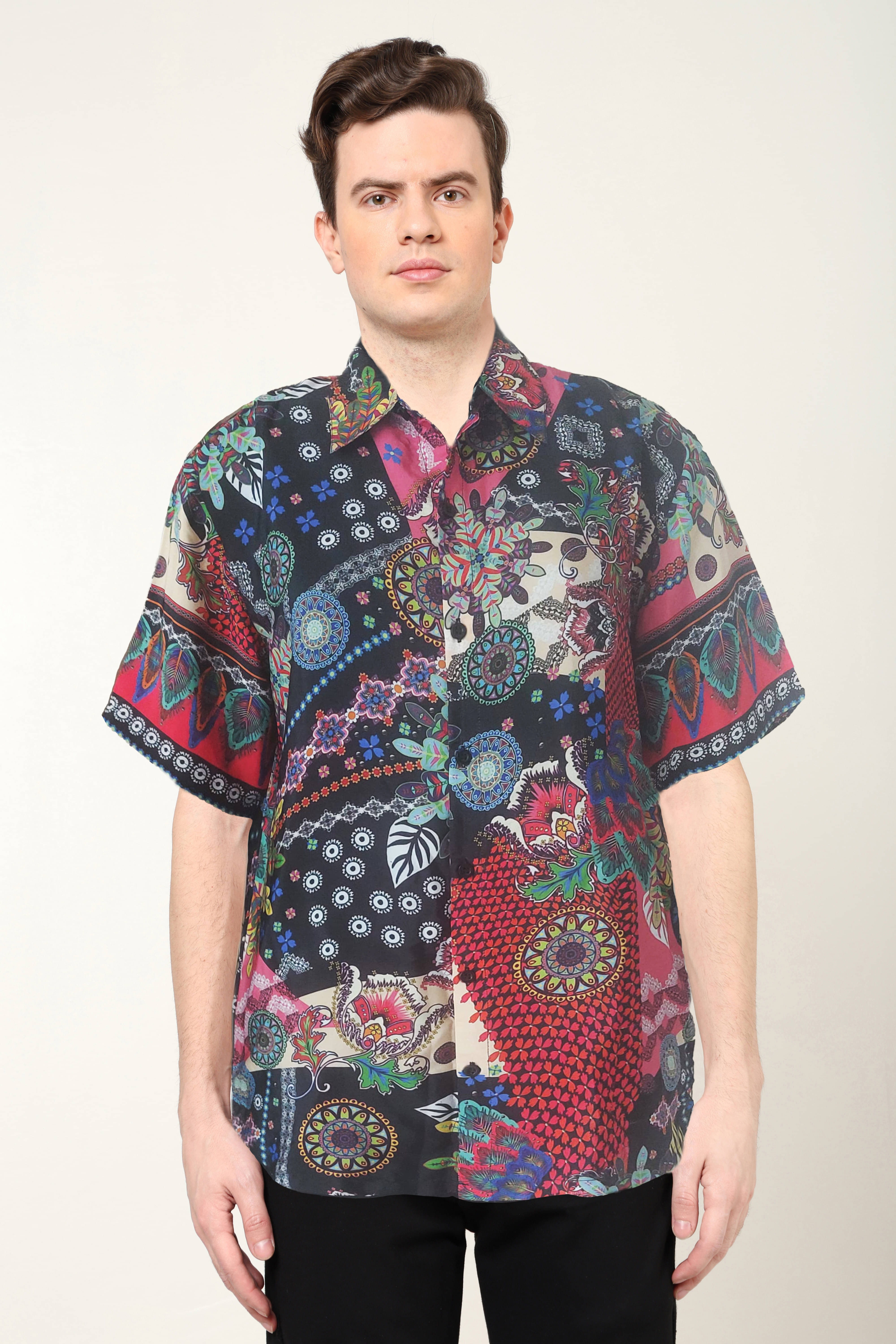 Yash Gallery Polyester Regular Fit Printed Half Sleeves Men's Casual Shirt - Multi ( Pack of 1 ) Yash Gallery Polyester Regular Fit Printed Half Sleeves Men's Casual Shirt - Multi ( Pack of 1 )