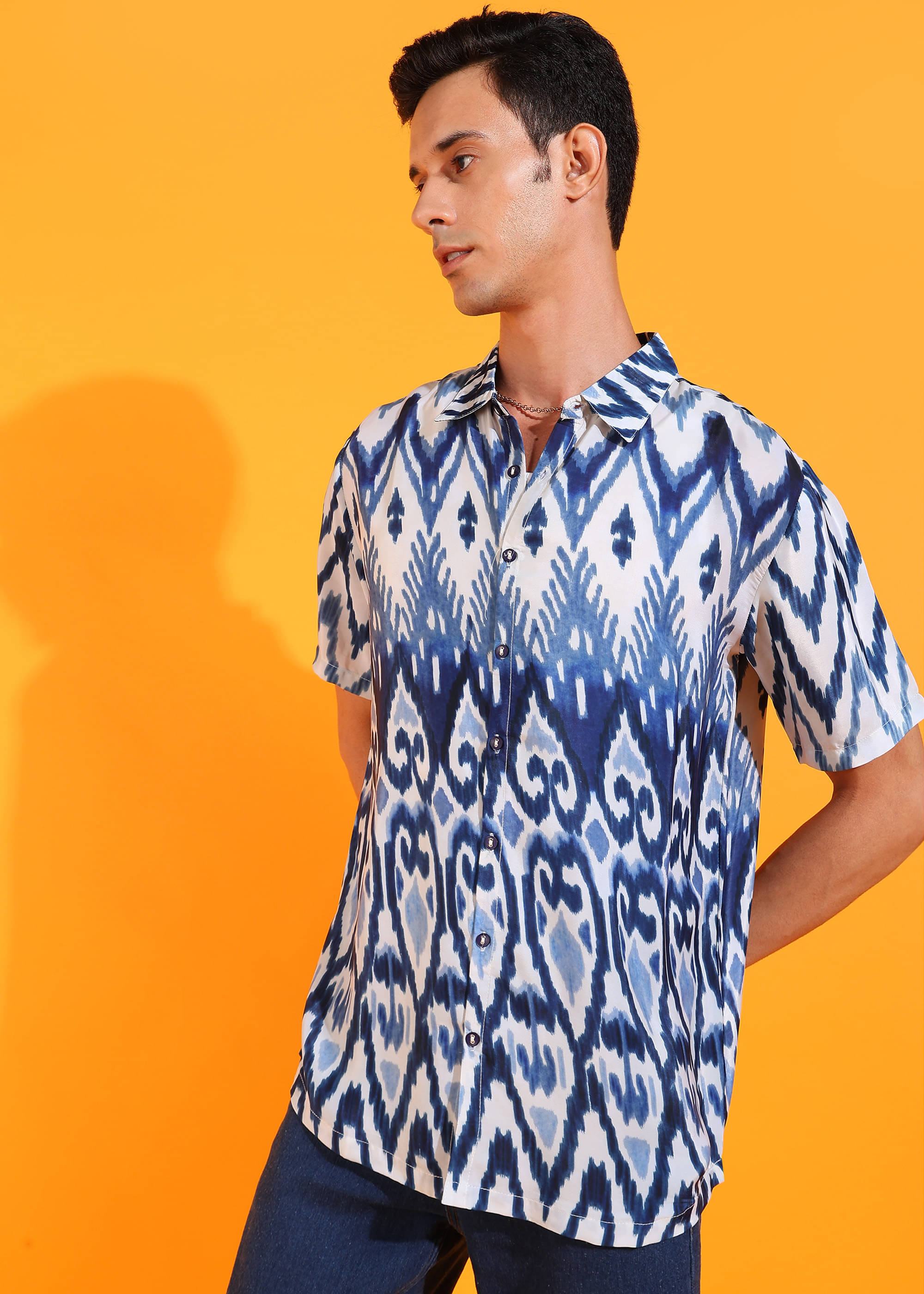 Yash Gallery Polyester Regular Fit Printed Half Sleeves Men's Casual Shirt - Blue ( Pack of 1 ) Yash Gallery Polyester Regular Fit Printed Half Sleeves Men's Casual Shirt - Blue ( Pack of 1 )