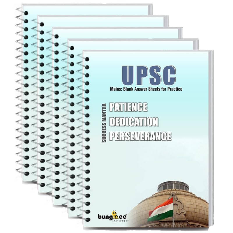 Bungbee UPSC Mains Answer Writing Copy Booklet- Design 4, 430 Pages/215 Sheets per Book A4 Notebook Unruled (Pack of 5) Bungbee UPSC Mains Answer Writing Copy Booklet- Design 4, 430 Pages/215 Sheets per Book A4 Notebook Unruled (Pack of 5)