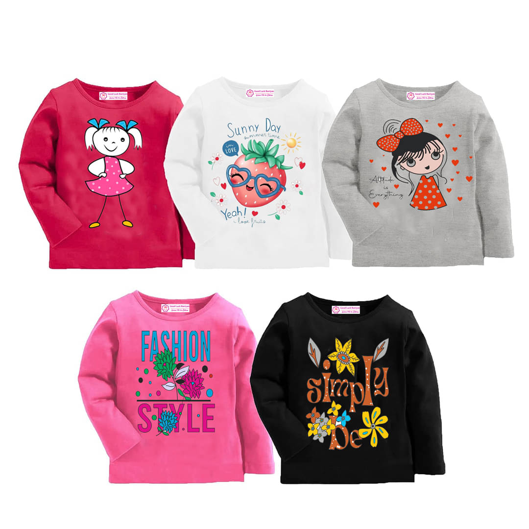     			CRT Enterprises Pack of 5 Baby Girls Cotton T-Shirt ( Multicolor )