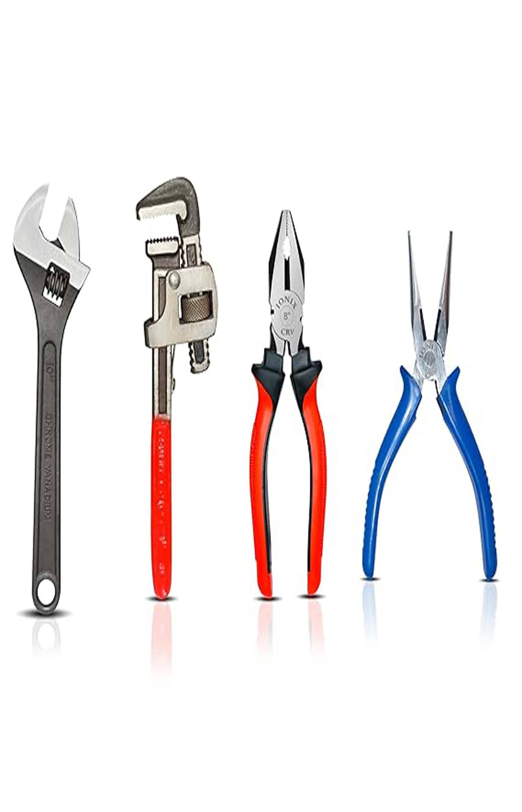     			Combo Pack of 4 Tool Kits Set for Home (Contains 8 Inch Adjustable Spanner, 8 Inch Combination Plier, 10 Inch Pipe Wrench)