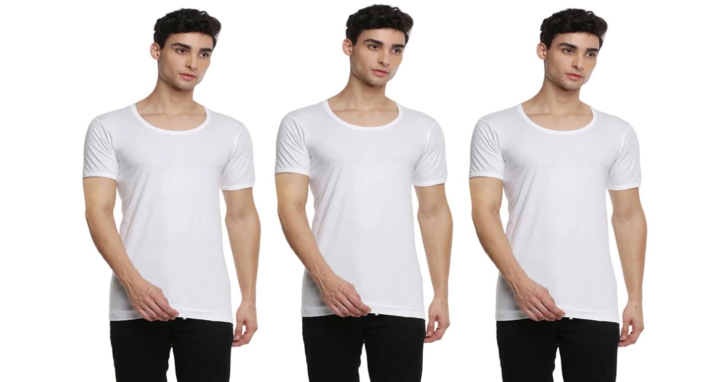 D1 DIFFERENT ONE Pack of 3 Cotton Basic Vest For Men ( White ) D1 DIFFERENT ONE Pack of 3 Cotton Basic Vest For Men ( White )
