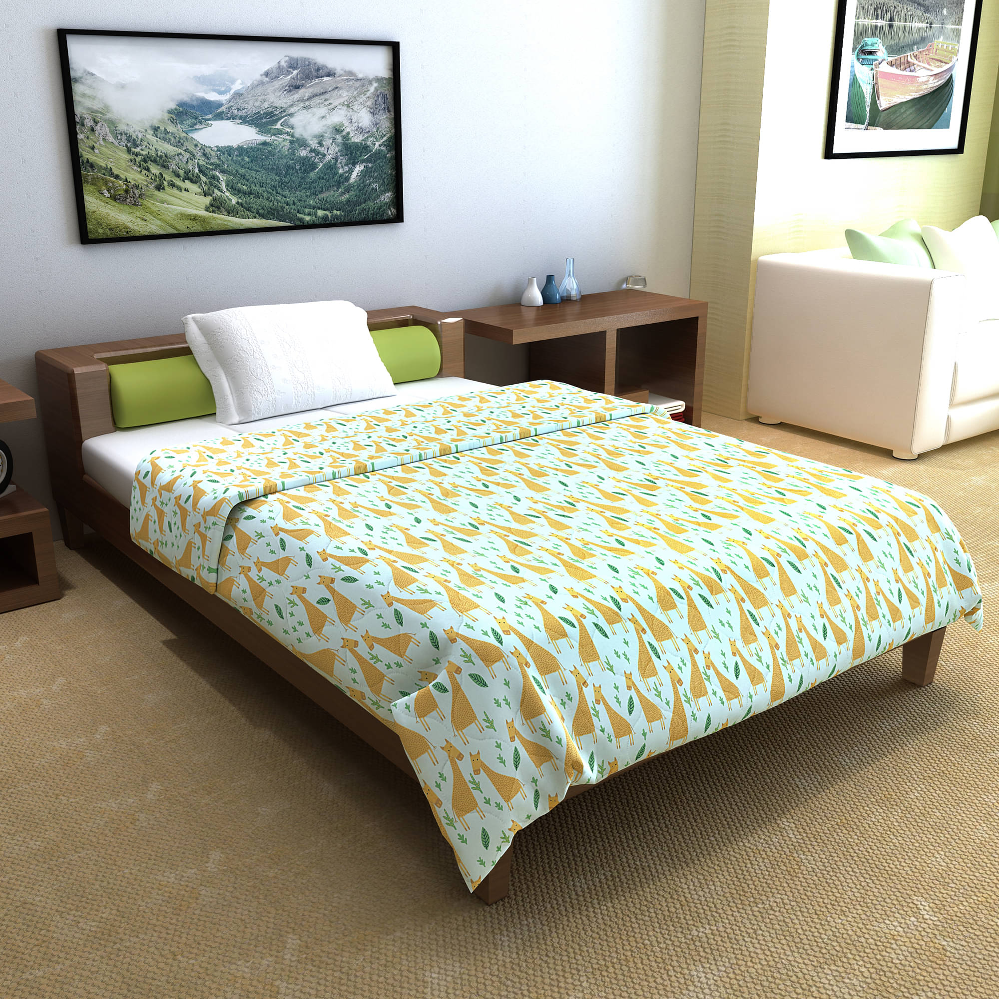 DIVINE CASA Cotton Abstract Printed Single Size Comforter ( 230 x 145 cm ) - Green ( Pack of 1 ) DIVINE CASA Cotton Abstract Printed Single Size Comforter ( 230 x 145 cm ) - Green ( Pack of 1 )