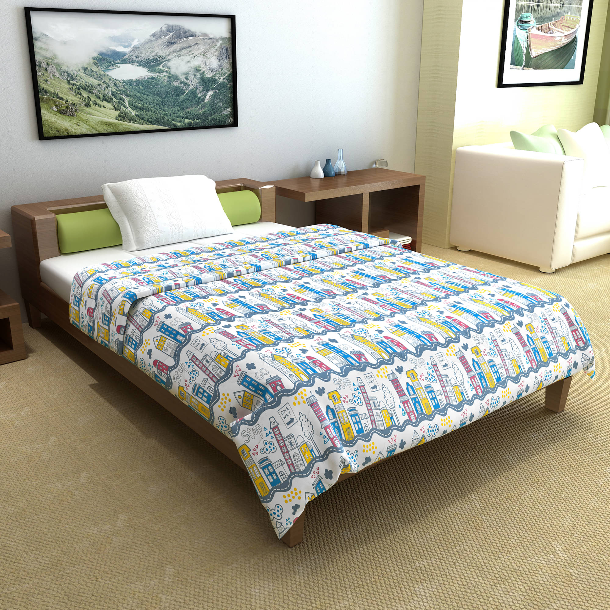 DIVINE CASA Cotton Abstract Printed Single Size Comforter ( 230 x 145 cm ) - White ( Pack of 1 ) DIVINE CASA Cotton Abstract Printed Single Size Comforter ( 230 x 145 cm ) - White ( Pack of 1 )