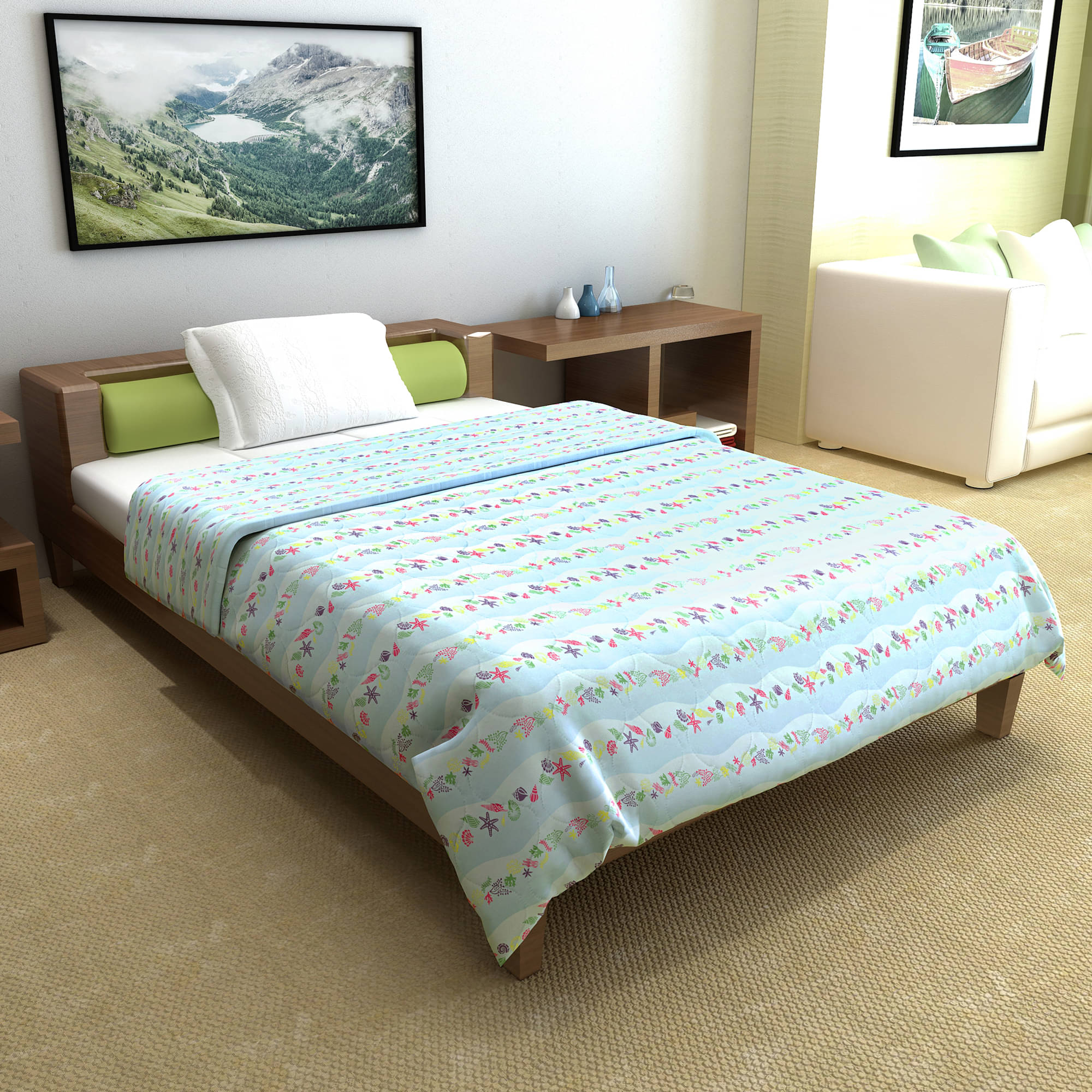 DIVINE CASA Cotton Abstract Printed Single Size Comforter ( 230 x 145 cm ) - Blue ( Pack of 1 ) DIVINE CASA Cotton Abstract Printed Single Size Comforter ( 230 x 145 cm ) - Blue ( Pack of 1 )