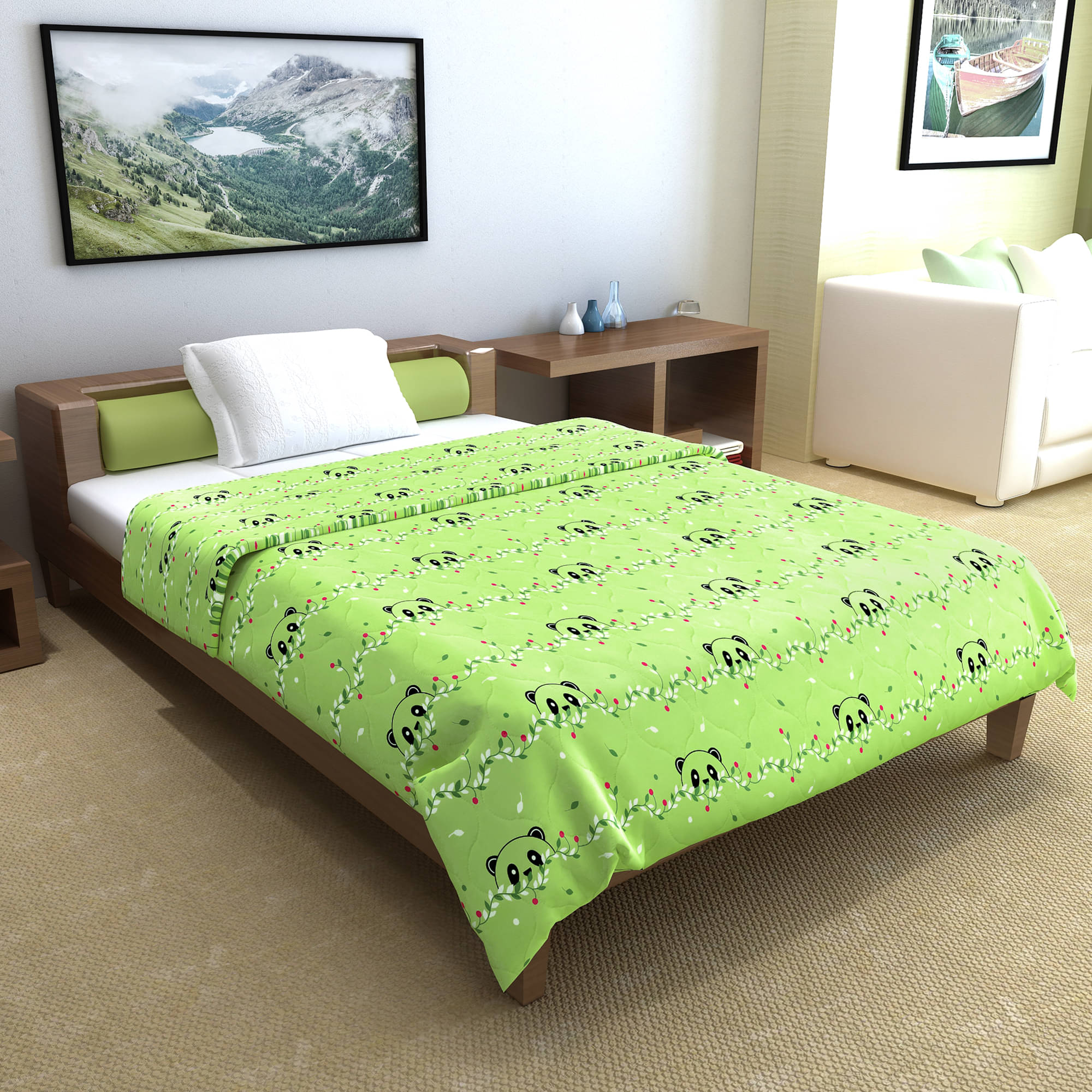     			DIVINE CASA Cotton Abstract Printed Single Size Comforter ( 230 x 145 cm ) - Green ( Pack of 1 )