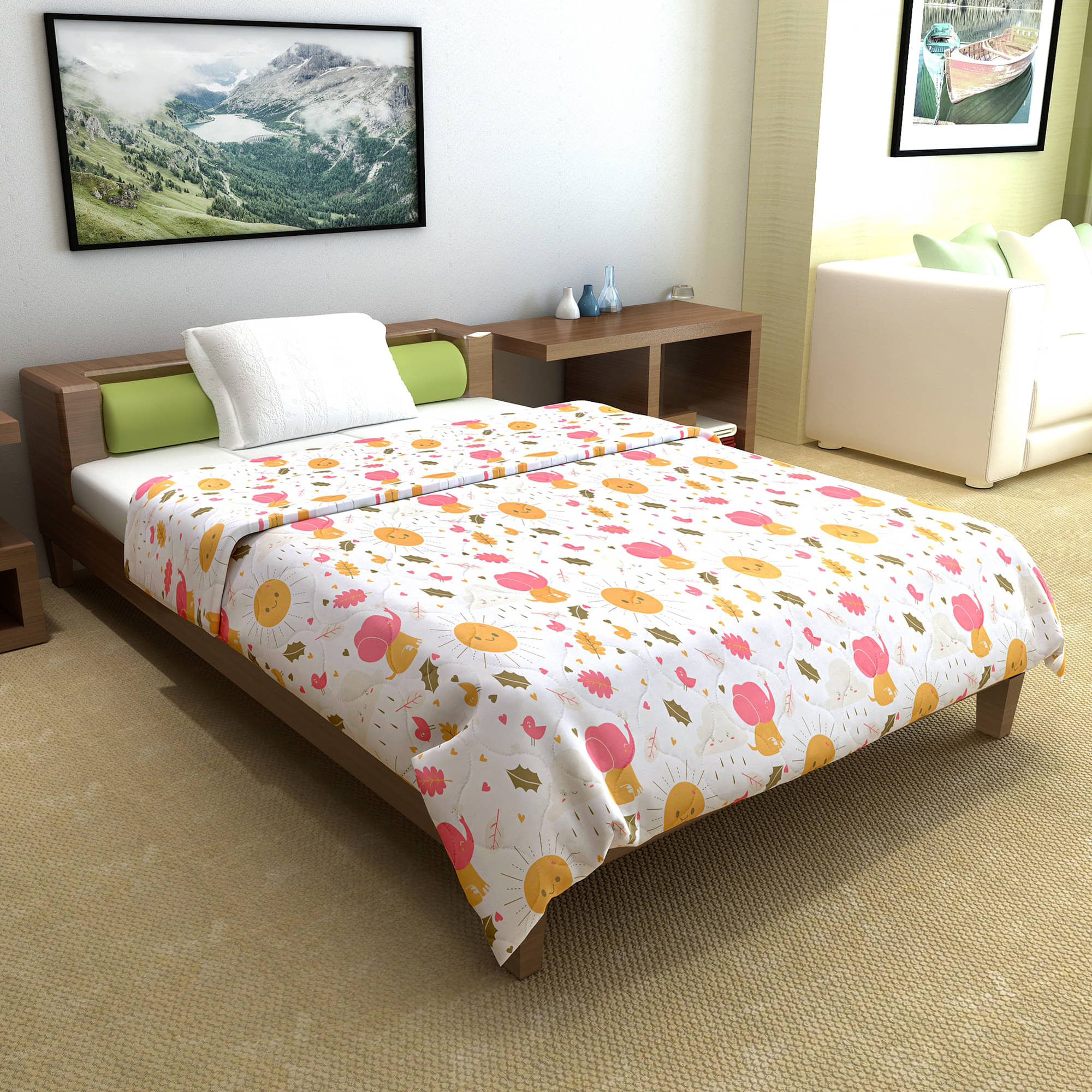 DIVINE CASA Cotton Abstract Printed Single Size Comforter ( 230 x 145 cm ) - White ( Pack of 1 ) DIVINE CASA Cotton Abstract Printed Single Size Comforter ( 230 x 145 cm ) - White ( Pack of 1 )