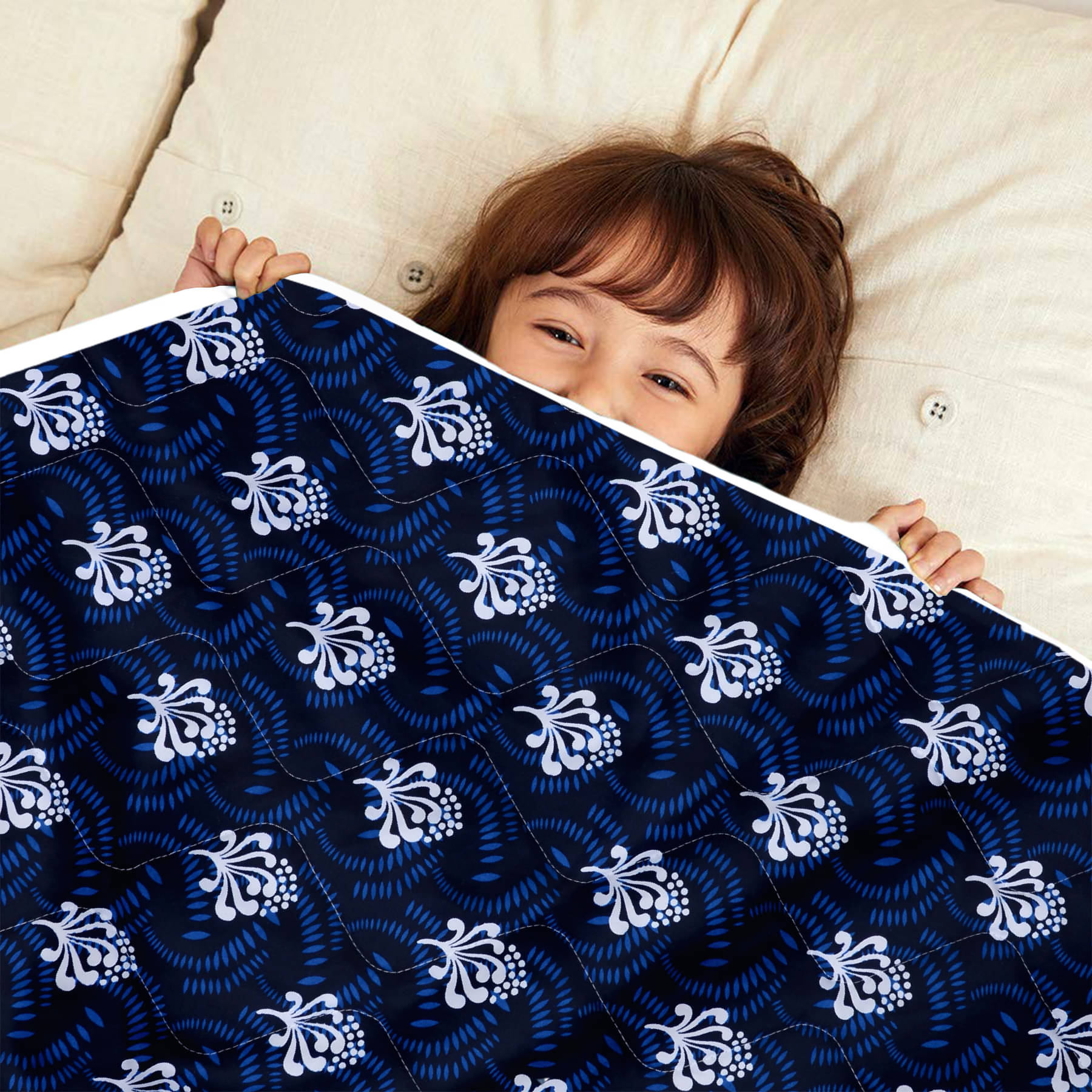     			DIVINE CASA Microfiber Abstract Single Size Comforter ( 135 x 100 cm ) - Navy Blue ( Pack of 1 )