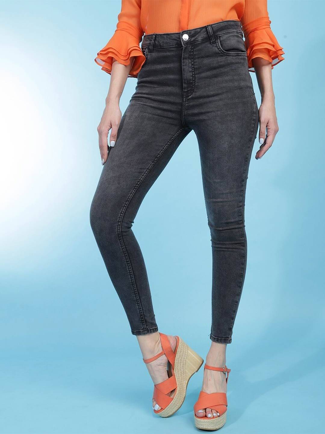     			Freehand - Cotton Blend Skinny Fit Black Women's Jeggings ( Pack of 1 )