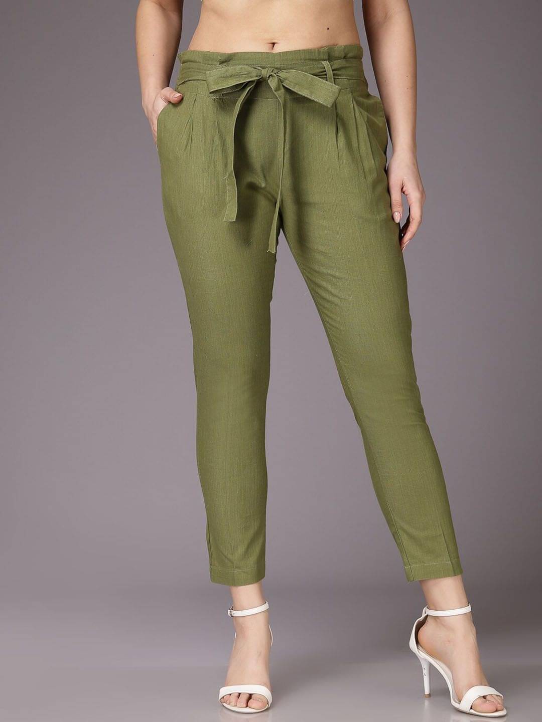     			Freehand Pack of 1 Cotton Tapered Women's Casual Pants ( Green )