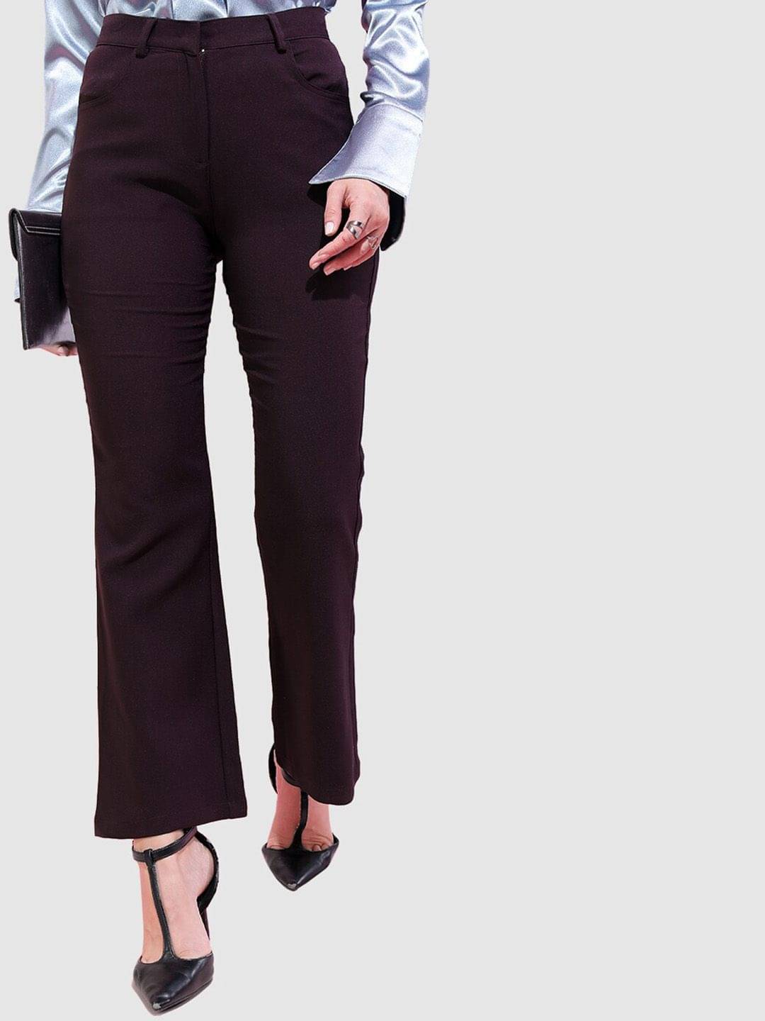     			Freehand Pack of 1 Polyester Bootcut Women's Bootcut Pants ( Burgundy )