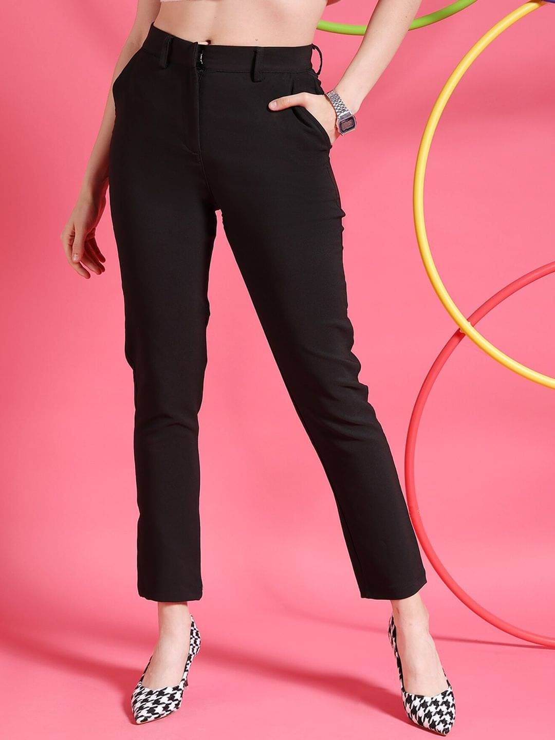     			Freehand Pack of 1 Polyester Tapered Women's Casual Pants ( Black )