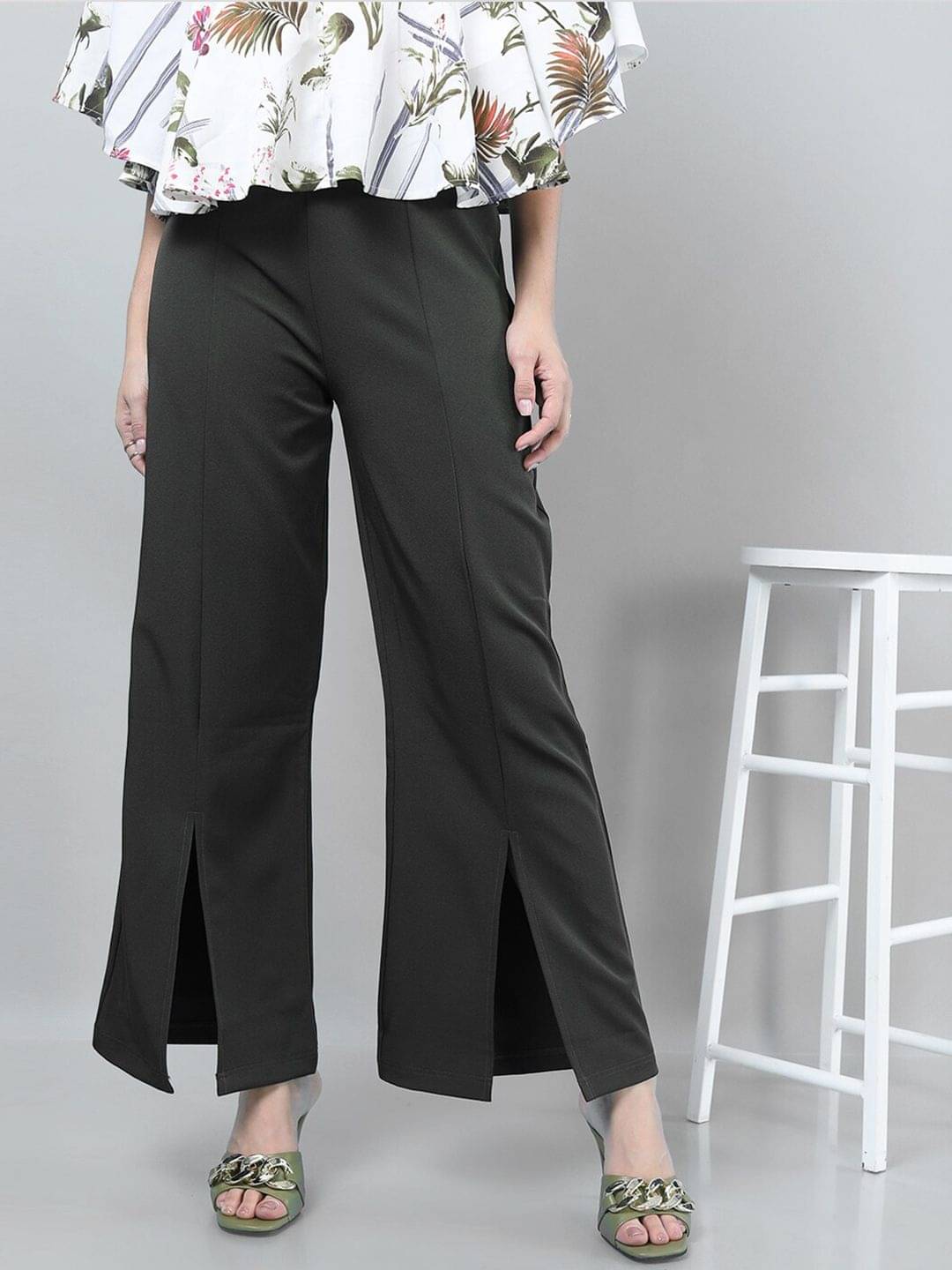     			Freehand Pack of 1 Polyester Flared Women's Casual Pants ( Green )