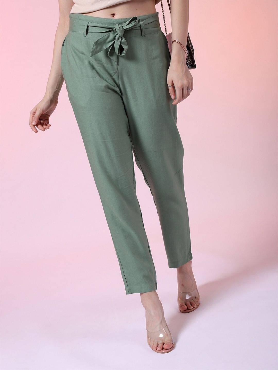     			Freehand Pack of 1 Viscose Tapered Women's Casual Pants ( Green )