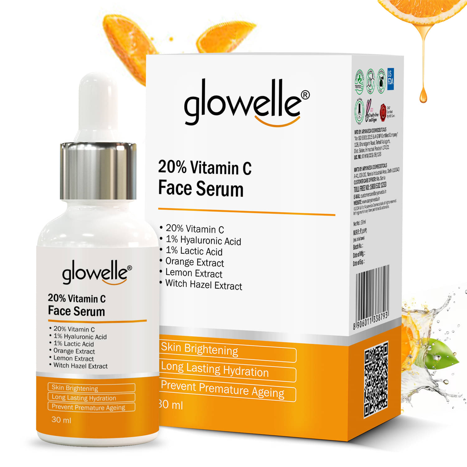 GLOWELLE Vitamin C Face Serum, Brightening, Anti-Aging & Hydrating Skin Solution 30 ml (Pack of 1) GLOWELLE Vitamin C Face Serum, Brightening, Anti-Aging & Hydrating Skin Solution 30 ml (Pack of 1)