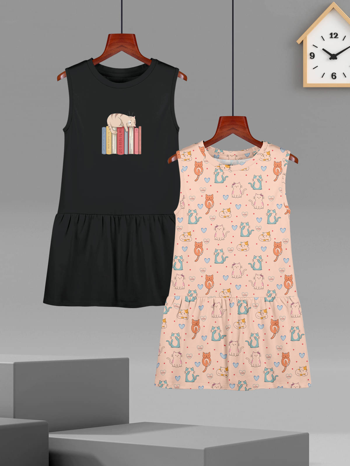 HELLCAT Cotton Blend A-line Dress For Girls ( Pack of 2 , Peach ) HELLCAT Cotton Blend A-line Dress For Girls ( Pack of 2 , Peach )