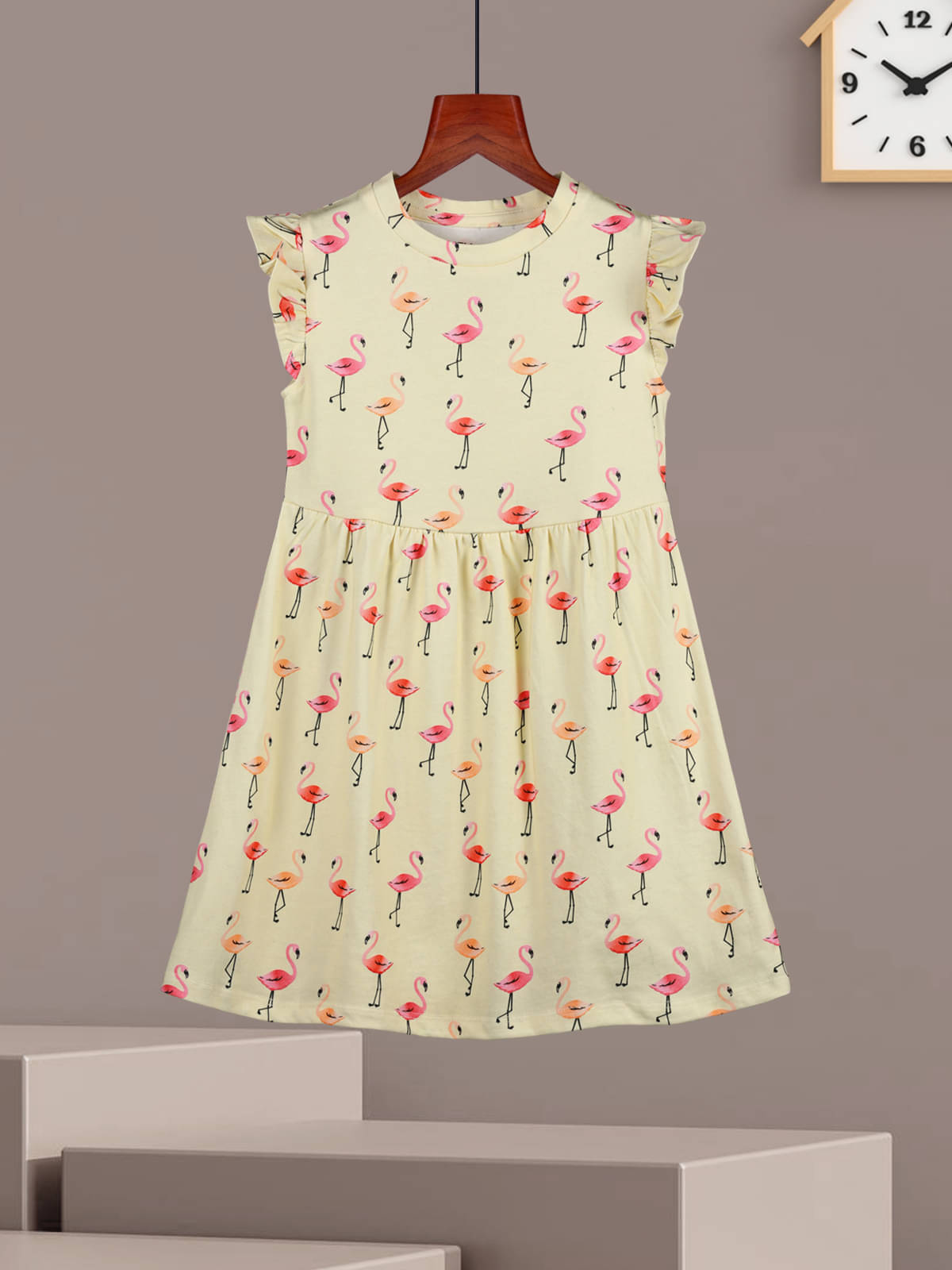     			HELLCAT Cotton Blend A-line Dress For Girls ( Pack of 1 , Yellow )
