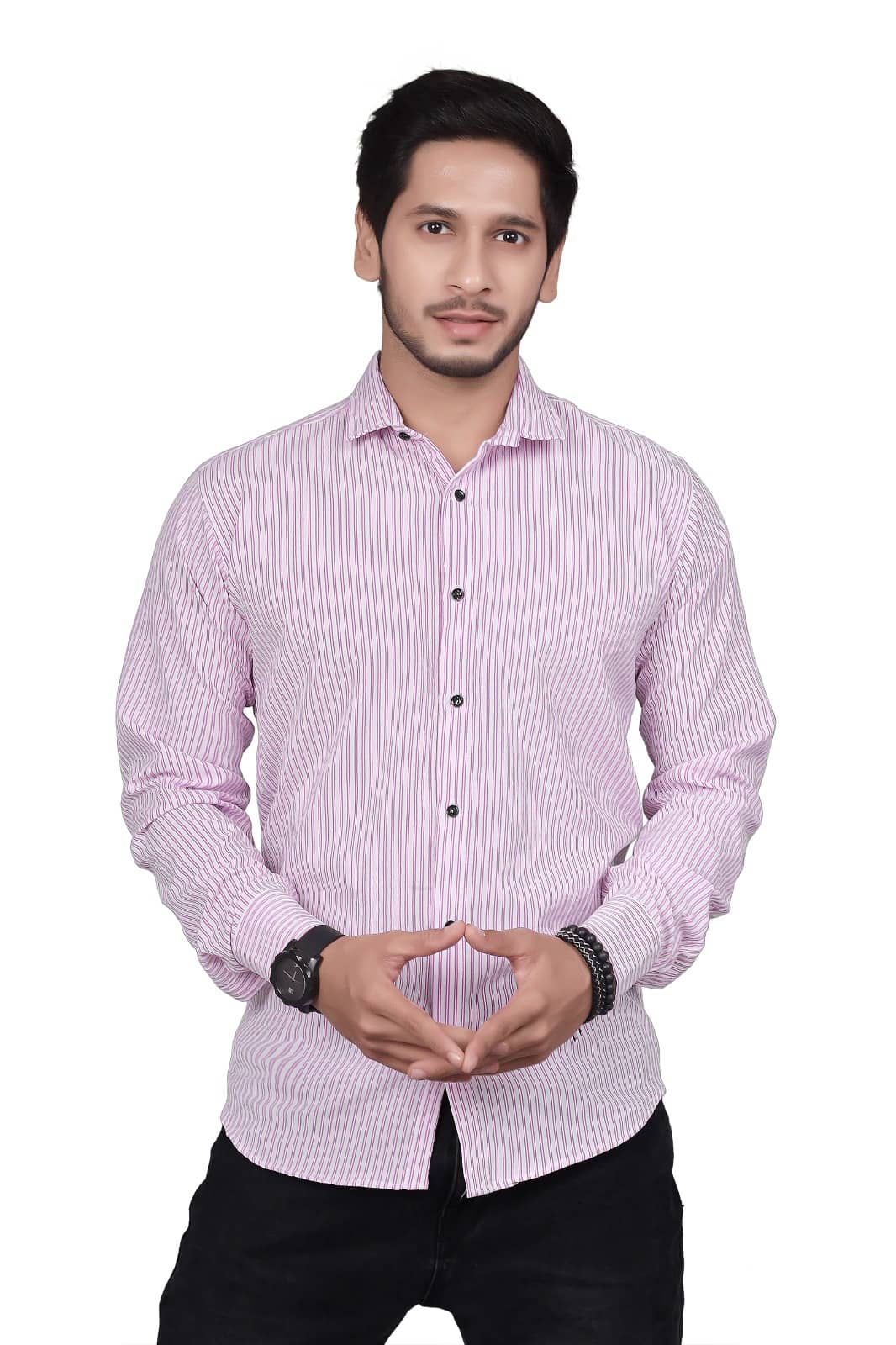 JEEVAAN - THE PERFECT FASHION Cotton Blend Regular Fit Striped Full Sleeves Men's Casual Shirt - Purple ( Pack of 1 )