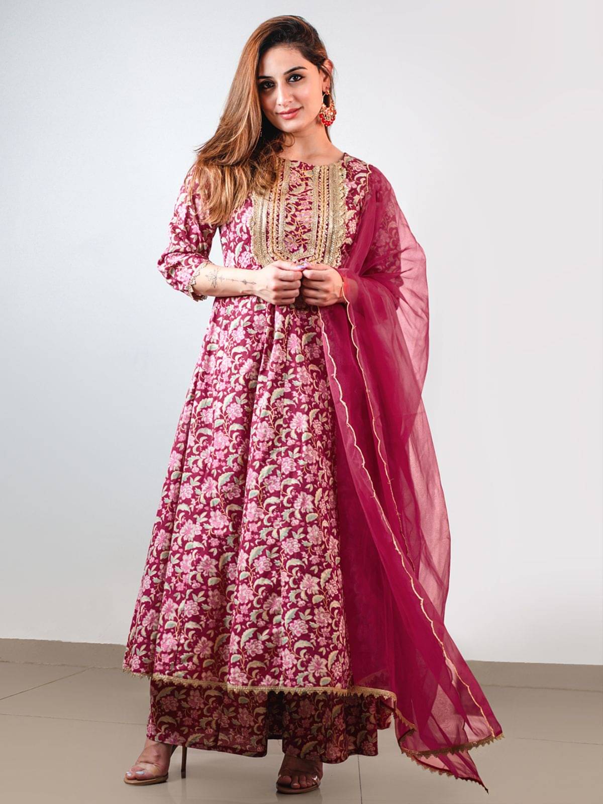 Janasya Cotton Printed Kurti With Palazzo Women's Stitched Salwar Suit - Pink ( Pack of 1 ) Janasya Cotton Printed Kurti With Palazzo Women's Stitched Salwar Suit - Pink ( Pack of 1 )