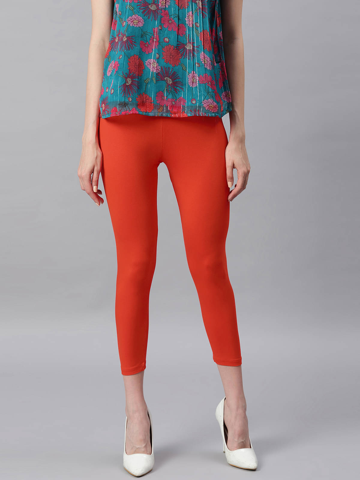     			Janasya Pack of 1 Lycra Women's Leggings ( Orange )