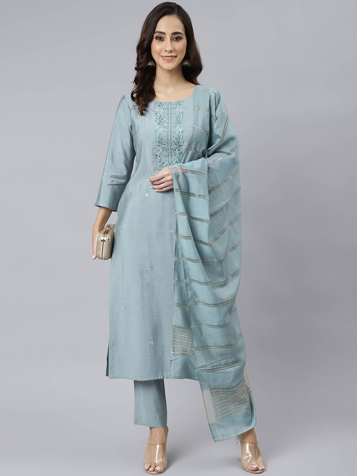 Janasya Rayon Embroidered Kurti With Pants Women's Stitched Salwar Suit - Teal ( Pack of 1 ) Janasya Rayon Embroidered Kurti With Pants Women's Stitched Salwar Suit - Teal ( Pack of 1 )