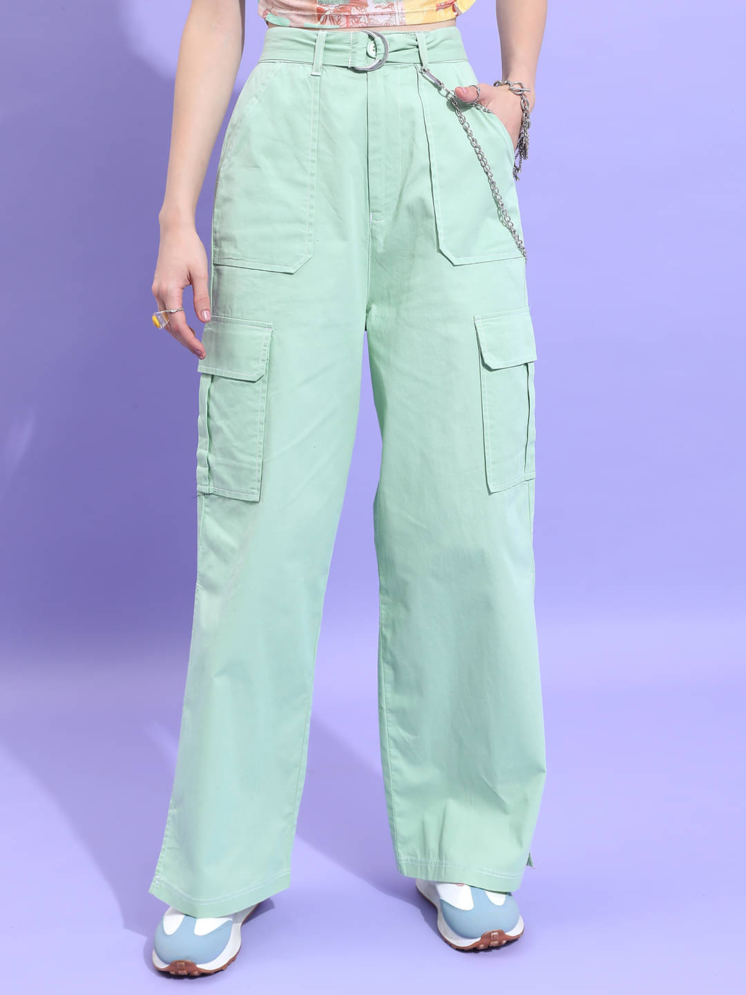 Ketch Pack of 1 Polyester Regular Women's Cargo Pants ( Green ) Ketch Pack of 1 Polyester Regular Women's Cargo Pants ( Green )