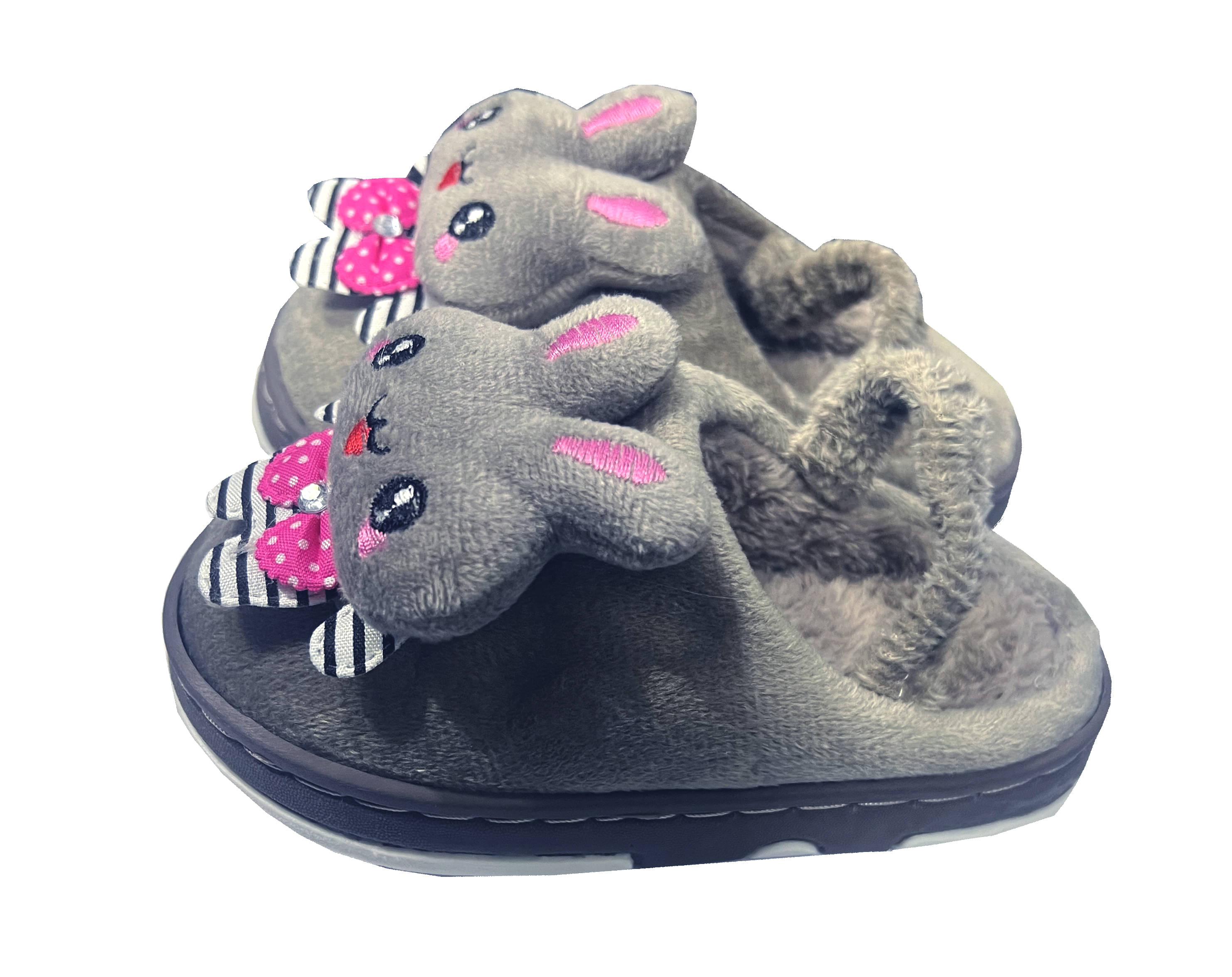     			Kid's Winter Warm Anti-slip Fluffy Home Slippers/Indoor Carpet Slippers Grey Color