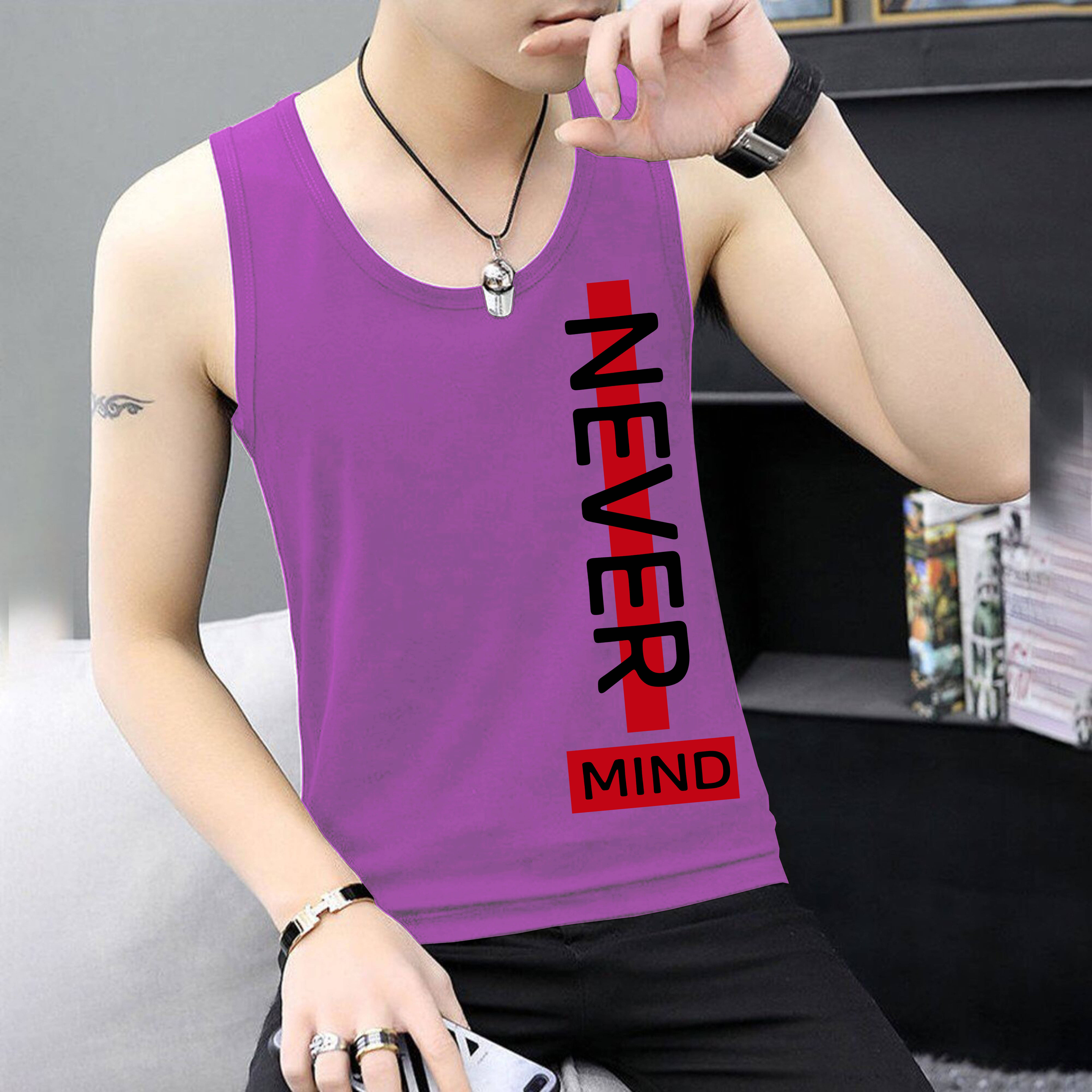 Lecowar Pack of 1 Polyester Basic Vest For Men ( Lavender ) Lecowar Pack of 1 Polyester Basic Vest For Men ( Lavender )