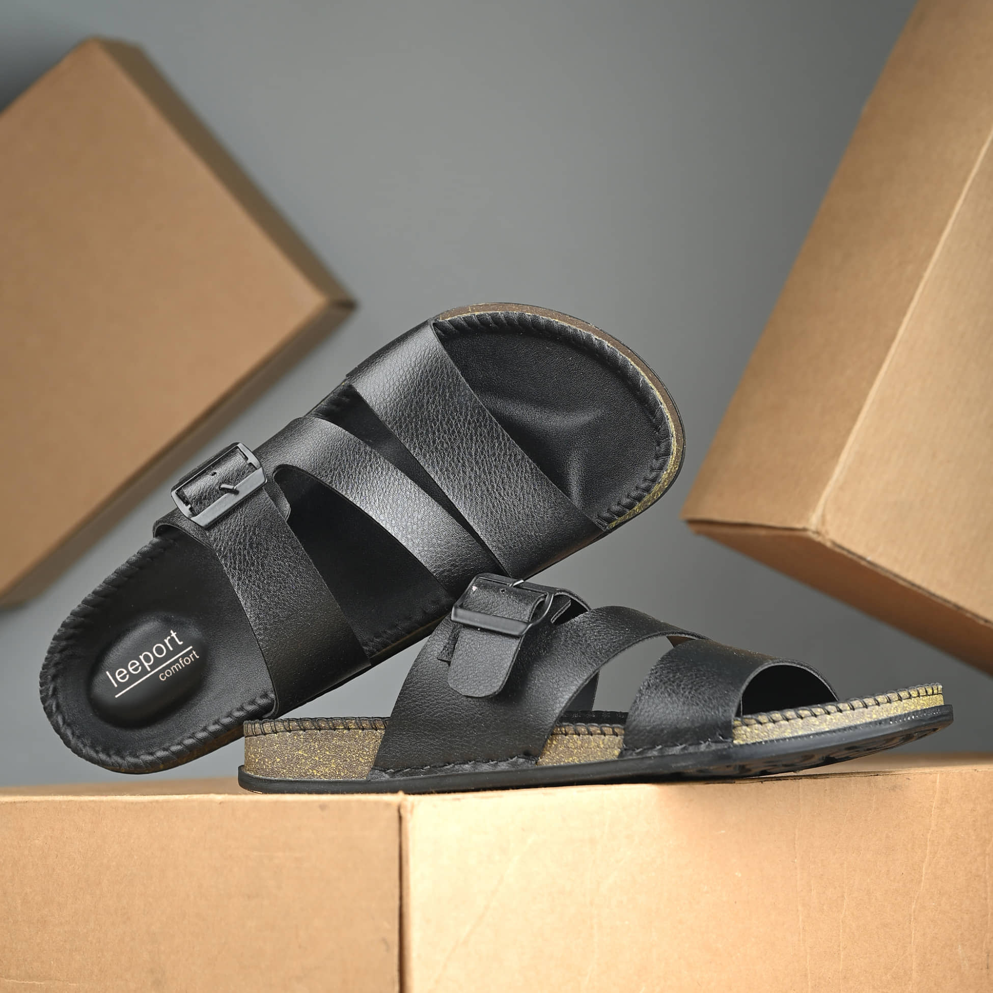 Leeport Black Men's Slide Flip Flop