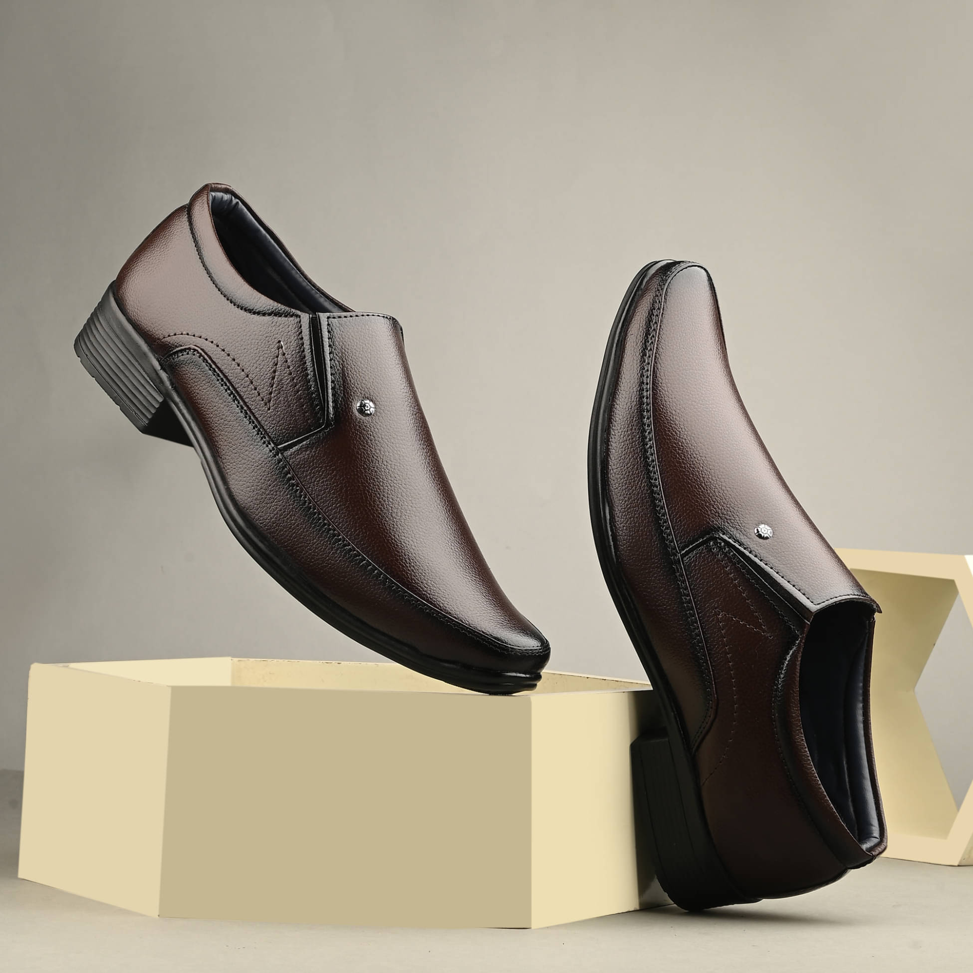     			Leeport Brown Men's Slip On Formal Shoes