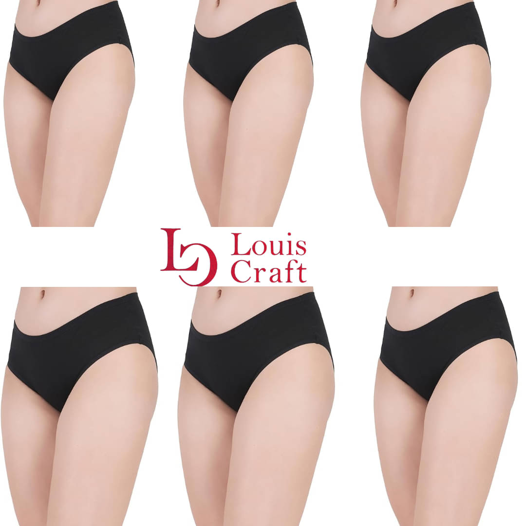 Louis Craft Pack of 6 Cotton Lycra Hipster For Women ( Black ) Louis Craft Pack of 6 Cotton Lycra Hipster For Women ( Black )