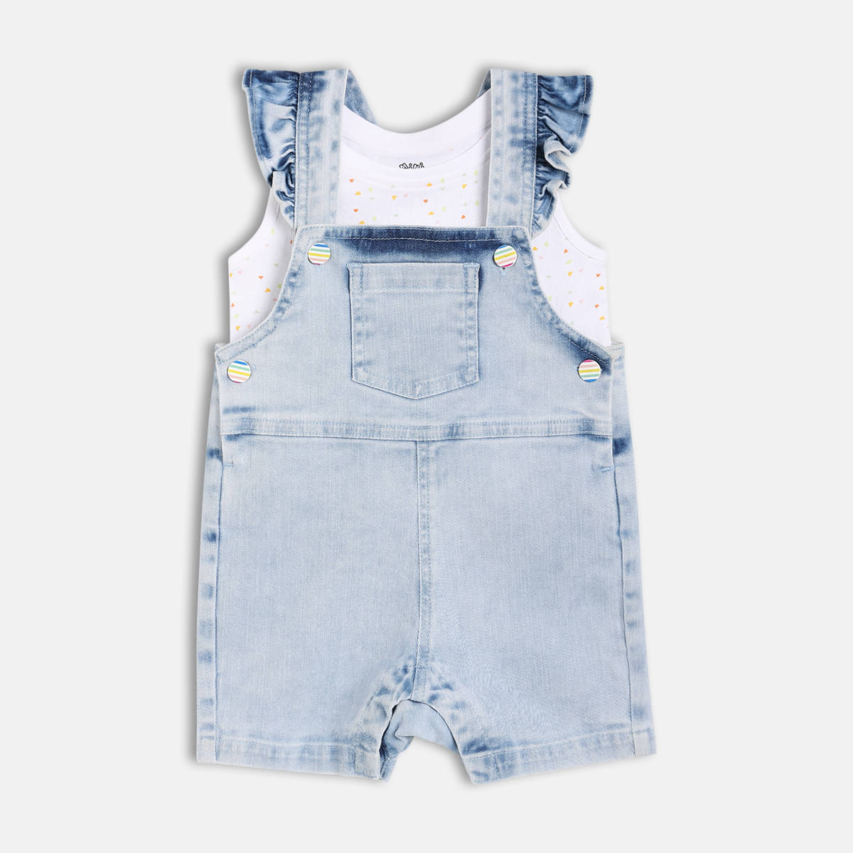     			MINI KLUB Pack of 1 Baby Girls Cotton Dungaree Sets ( Multicolor )
