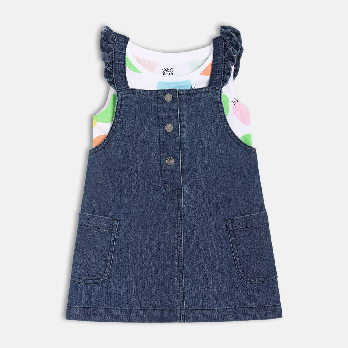     			MINI KLUB Pack of 1 Baby Girls Cotton Top With Dungarees ( Multicolor )