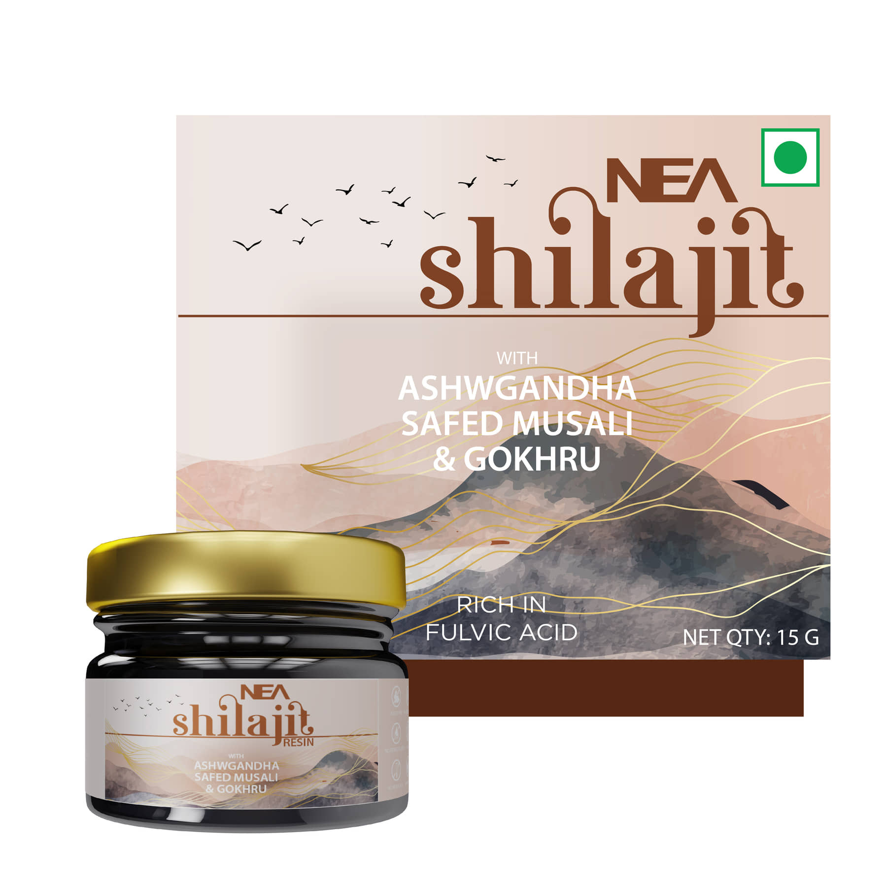 Nea Nea Ayurvedic Pure Shilajit Resin with Ashwagandha, Safed Musli, Gokhru 15gm