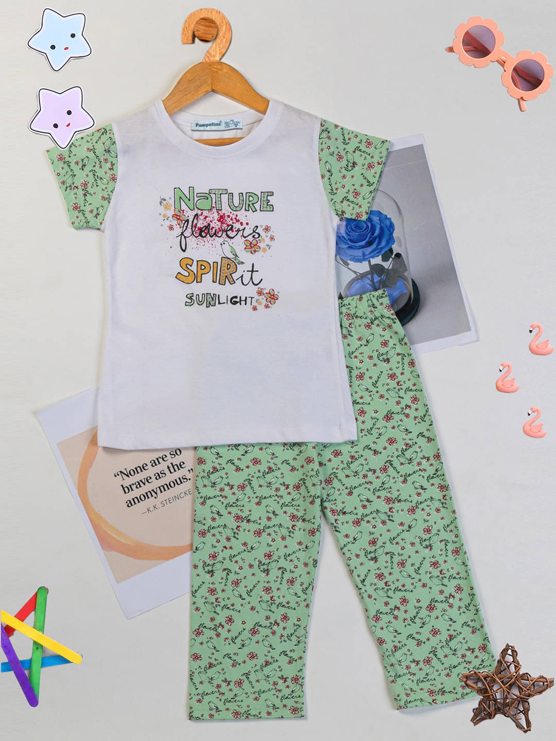     			PAMPOLINA Pack of 1 Girls Cotton Blend Top With Pajama ( PeachPuff )