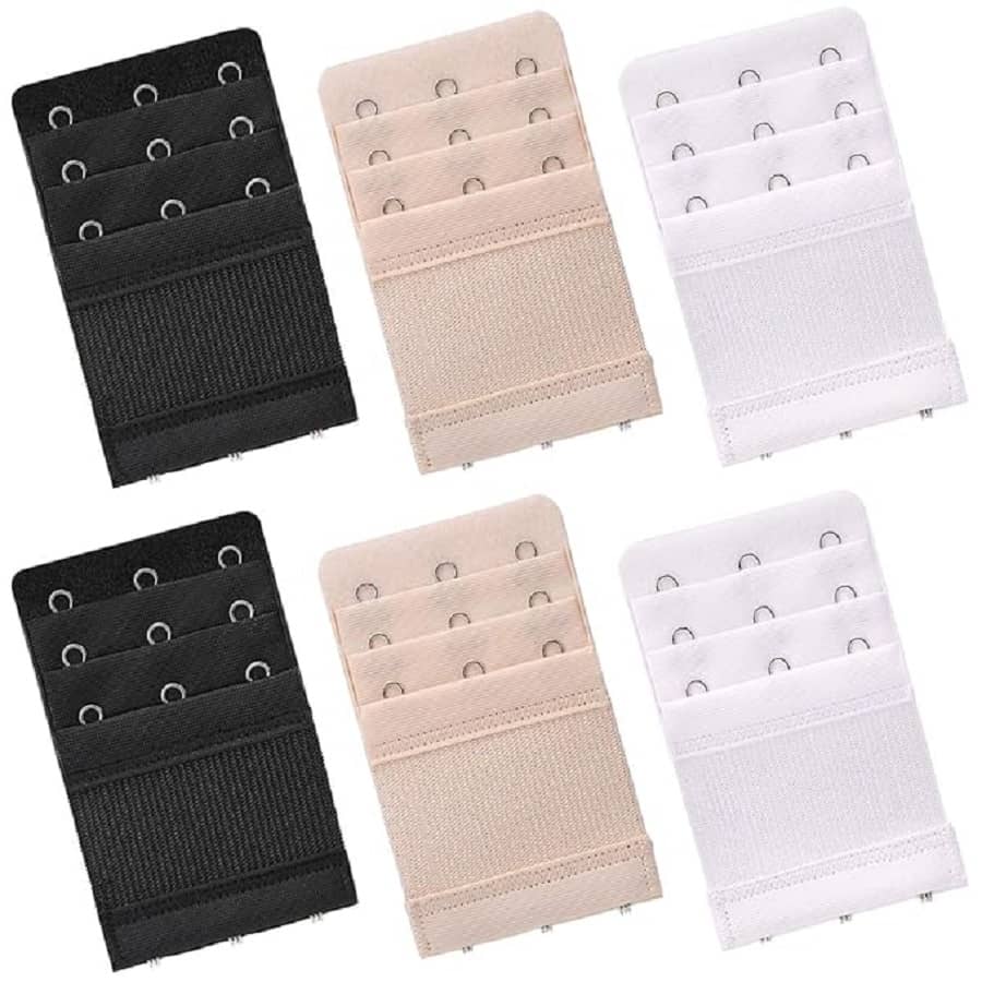 ROKONIC®Bra Extender 3 Pin Hooks, Rows Elastic Bra Band Hook Strap Extensions for Women, Pack Of 6