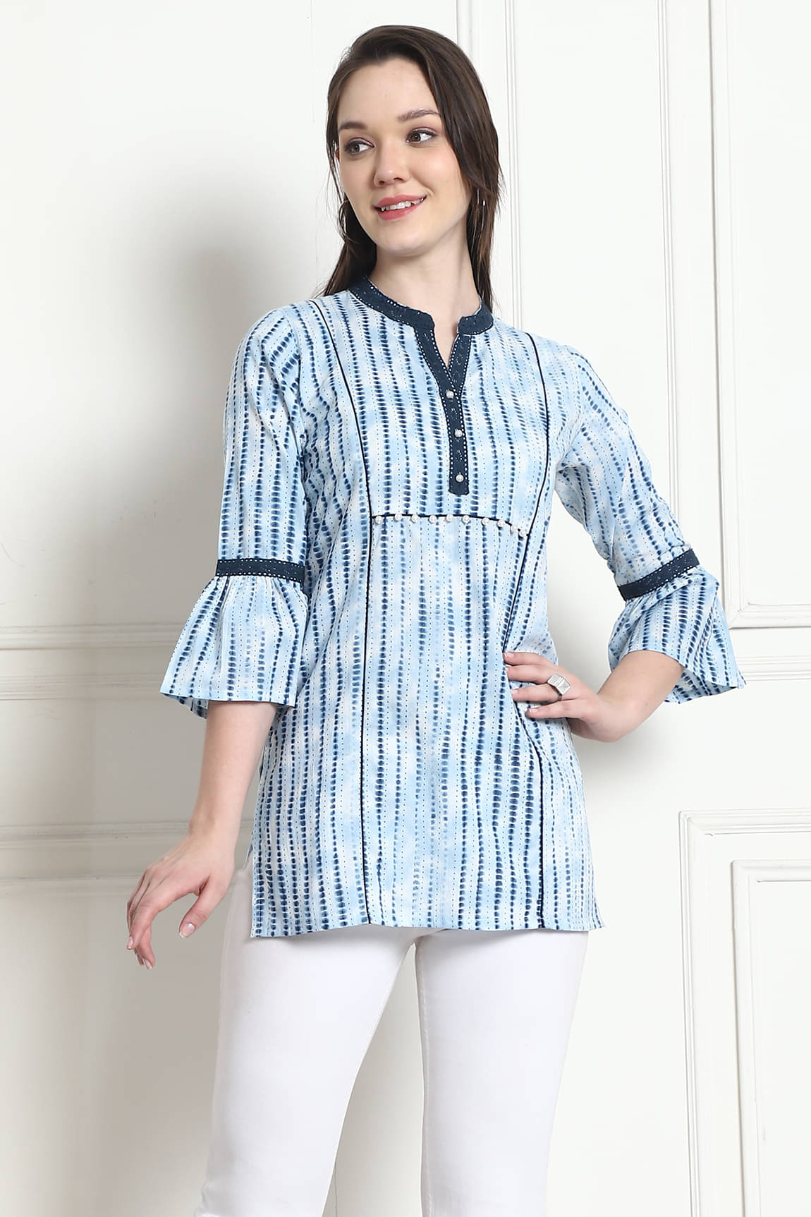 Rajnandini Women's Cotton Tunic ( Light Blue ) Rajnandini Women's Cotton Tunic ( Light Blue )