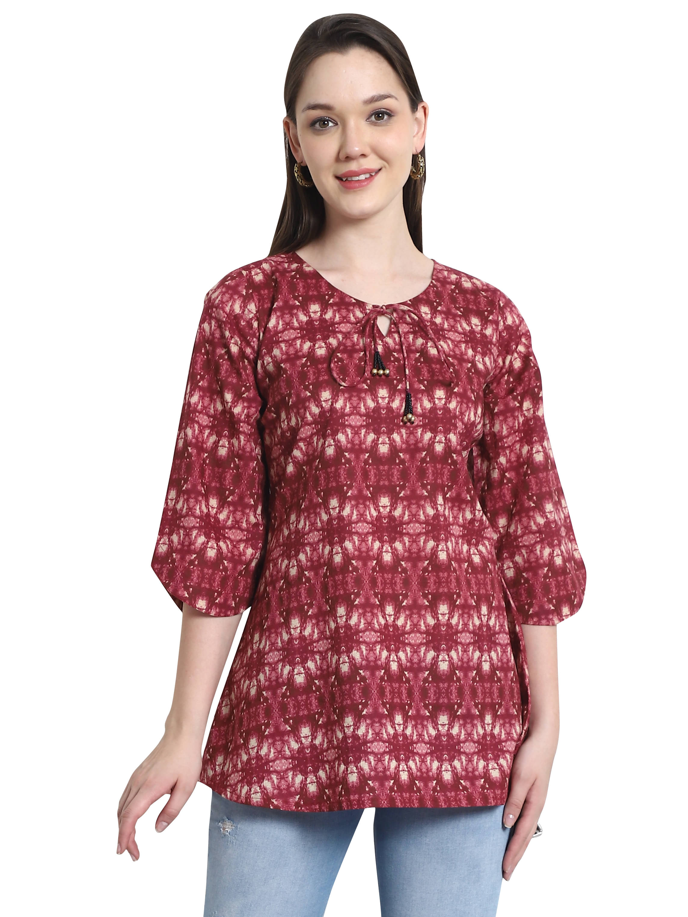 Rajnandini Women's Cotton Tunic ( Magenta ) Rajnandini Women's Cotton Tunic ( Magenta )