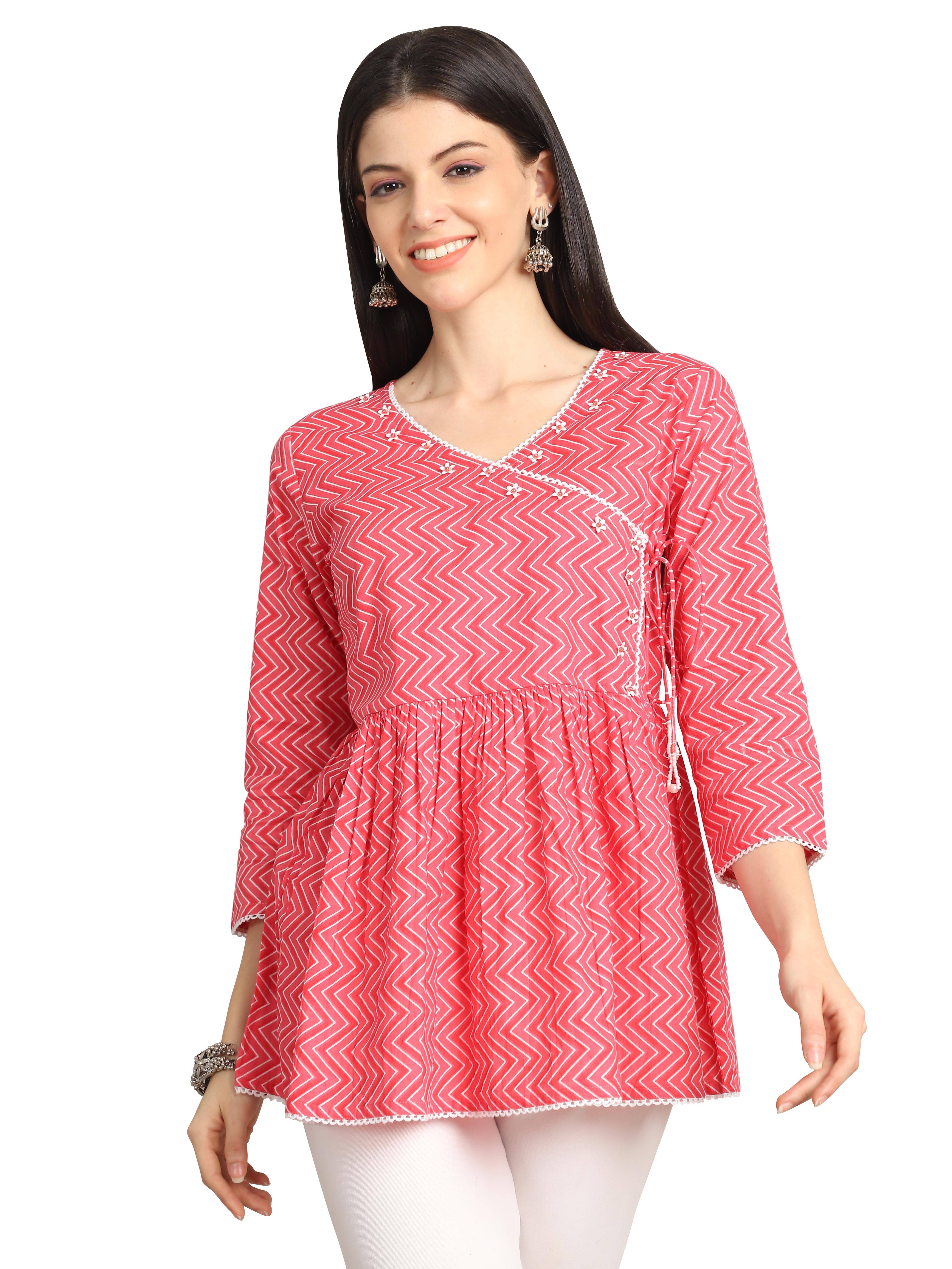     			Rajnandini Women's Cotton Wrap Top ( Pink )