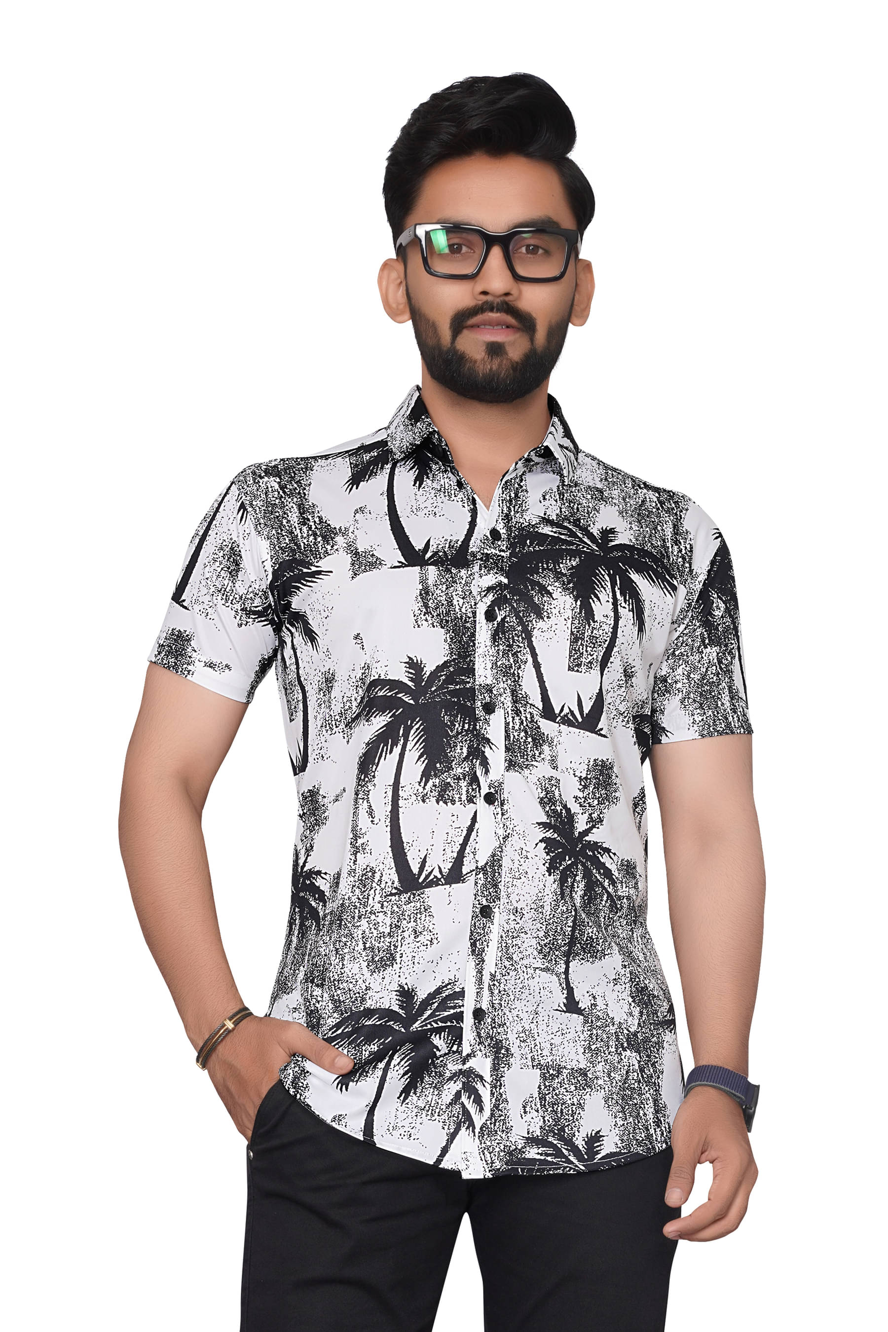 SUR-T Elastane Regular Fit Printed Half Sleeves Men's Casual Shirt - White ( Pack of 1 ) SUR-T Elastane Regular Fit Printed Half Sleeves Men's Casual Shirt - White ( Pack of 1 )