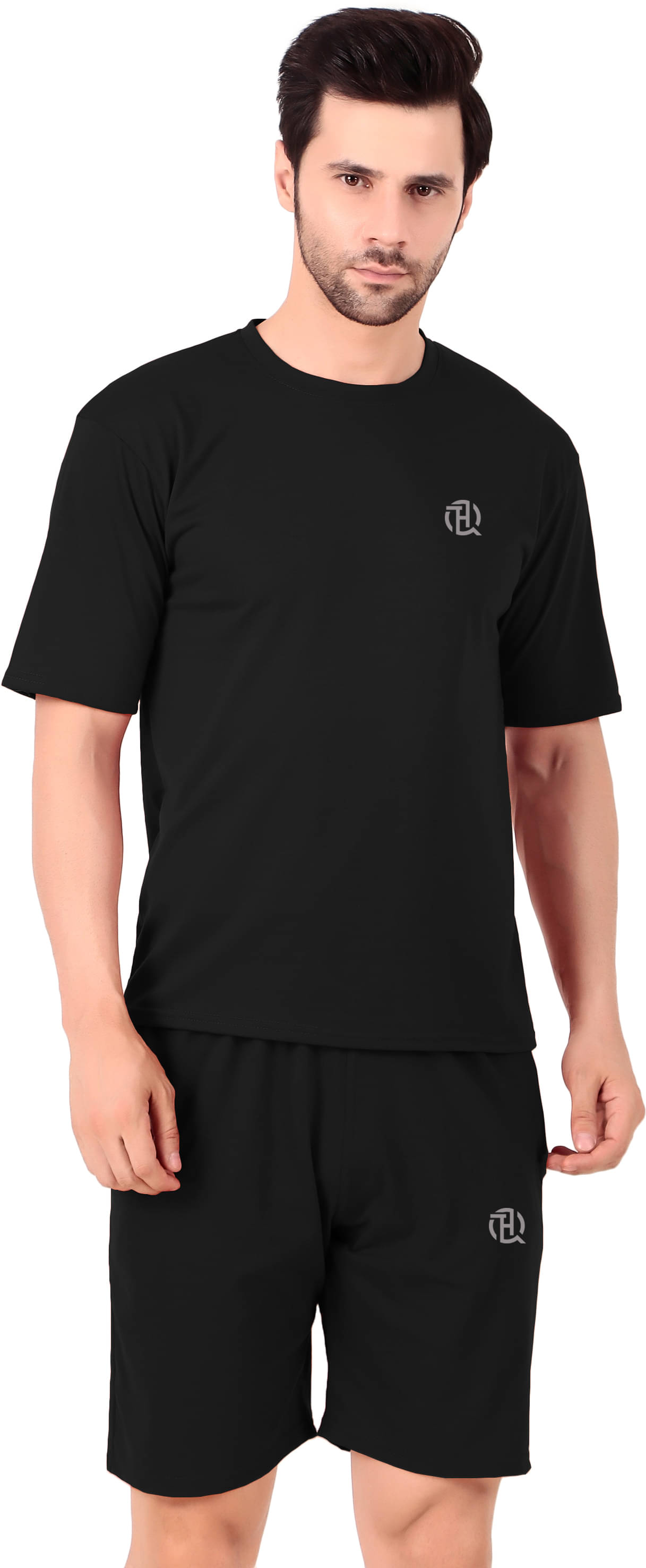     			TQH Men's T-shirt With Shorts Co-Ords Set ( Pack of 1 , Black )