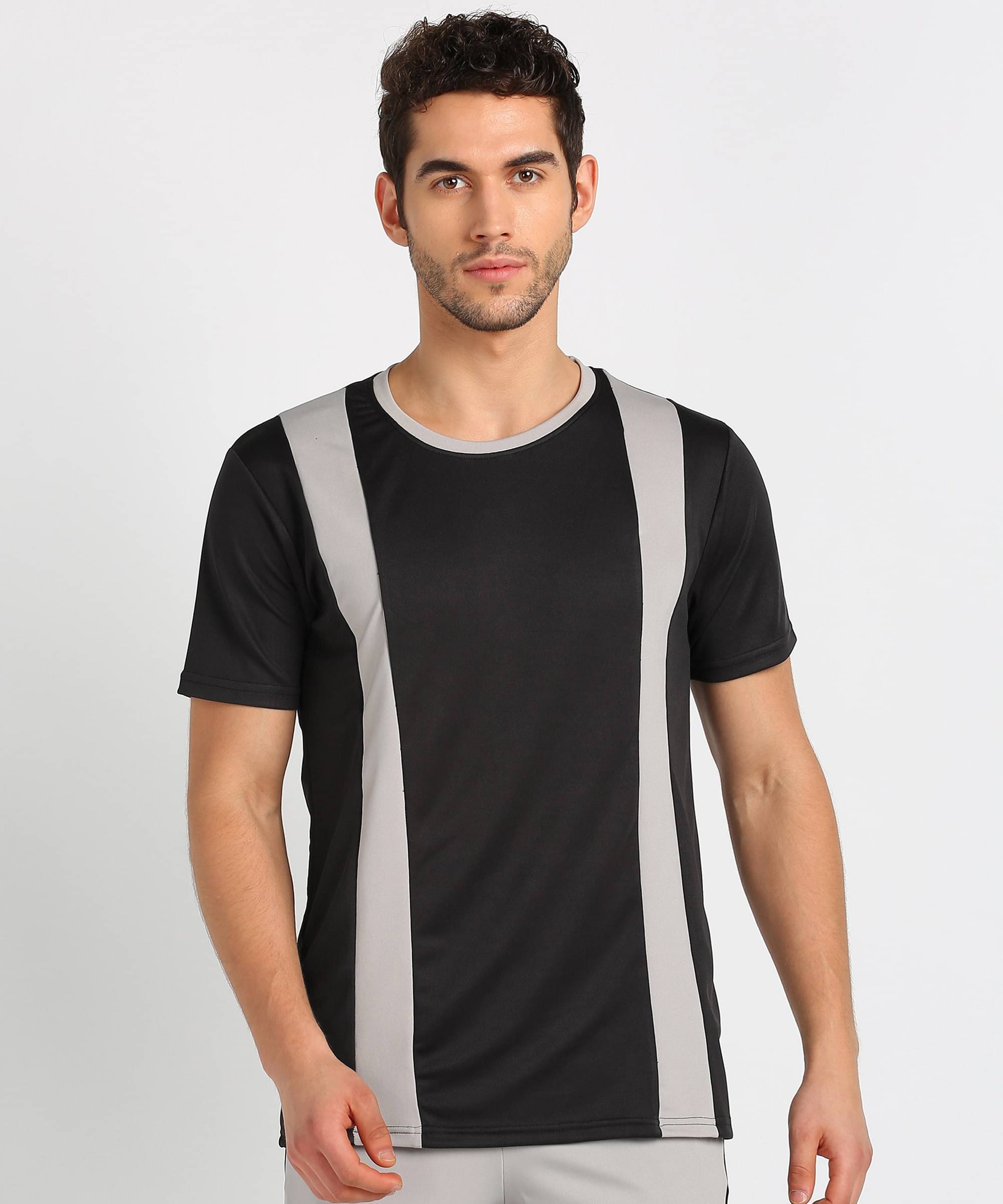 TQH Polyester Regular Fit Striped Half Sleeves Men's Round T-Shirt - Black ( Pack of 1 ) TQH Polyester Regular Fit Striped Half Sleeves Men's Round T-Shirt - Black ( Pack of 1 )