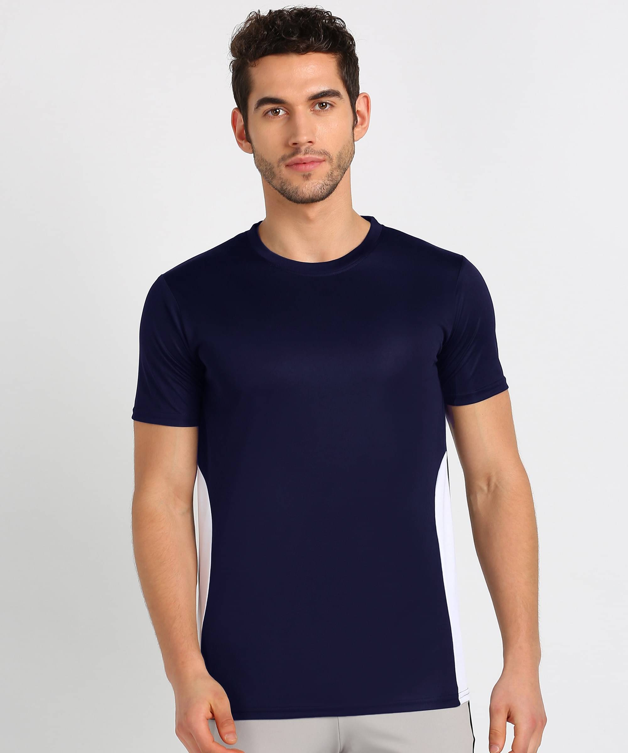 TQH Polyester Regular Fit Striped Half Sleeves Men's Round T-Shirt - Navy Blue ( Pack of 1 ) TQH Polyester Regular Fit Striped Half Sleeves Men's Round T-Shirt - Navy Blue ( Pack of 1 )