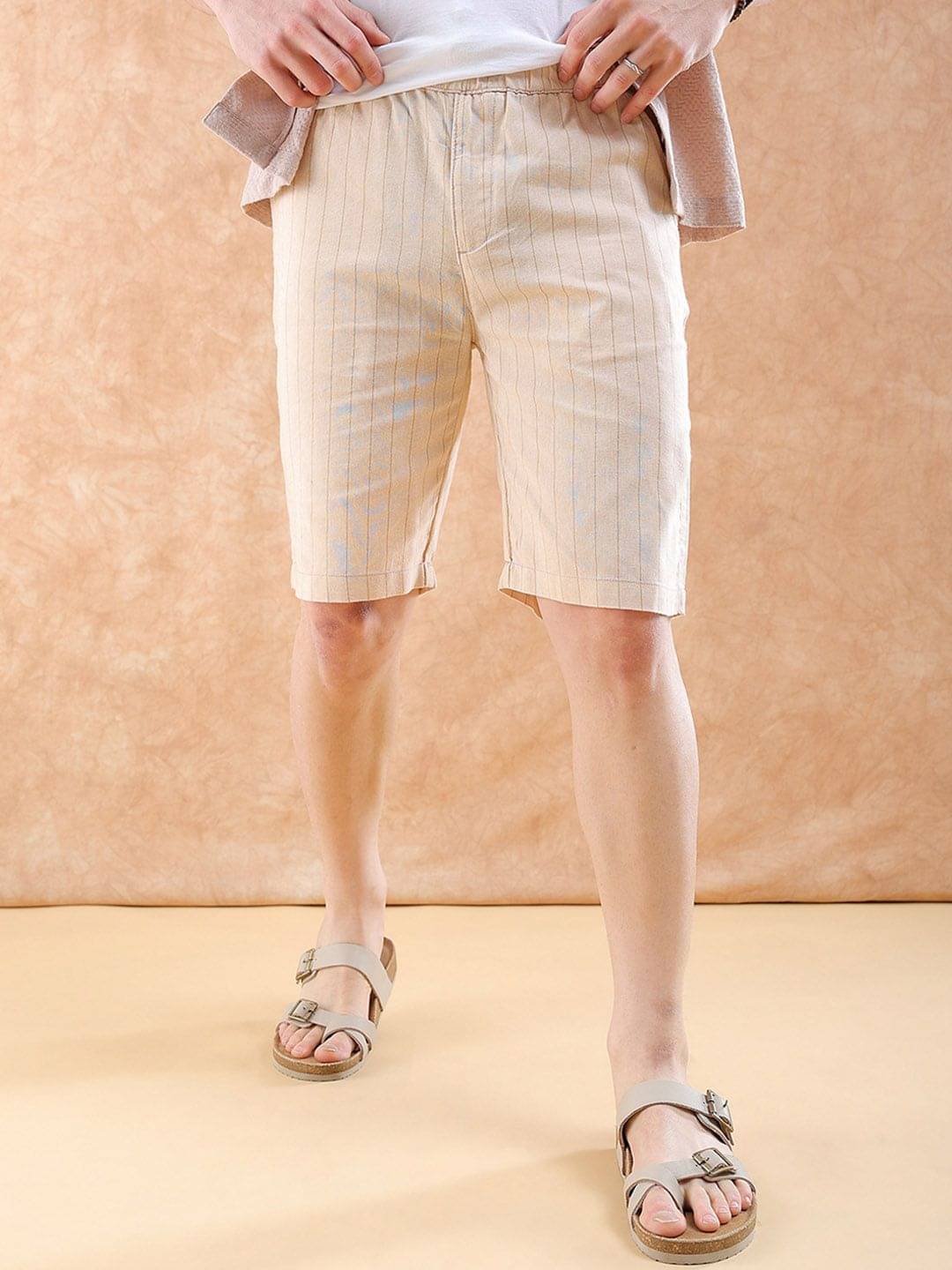     			The Indian Garage Co. Beige Cotton Blend Men's Shorts ( Pack of 1 )