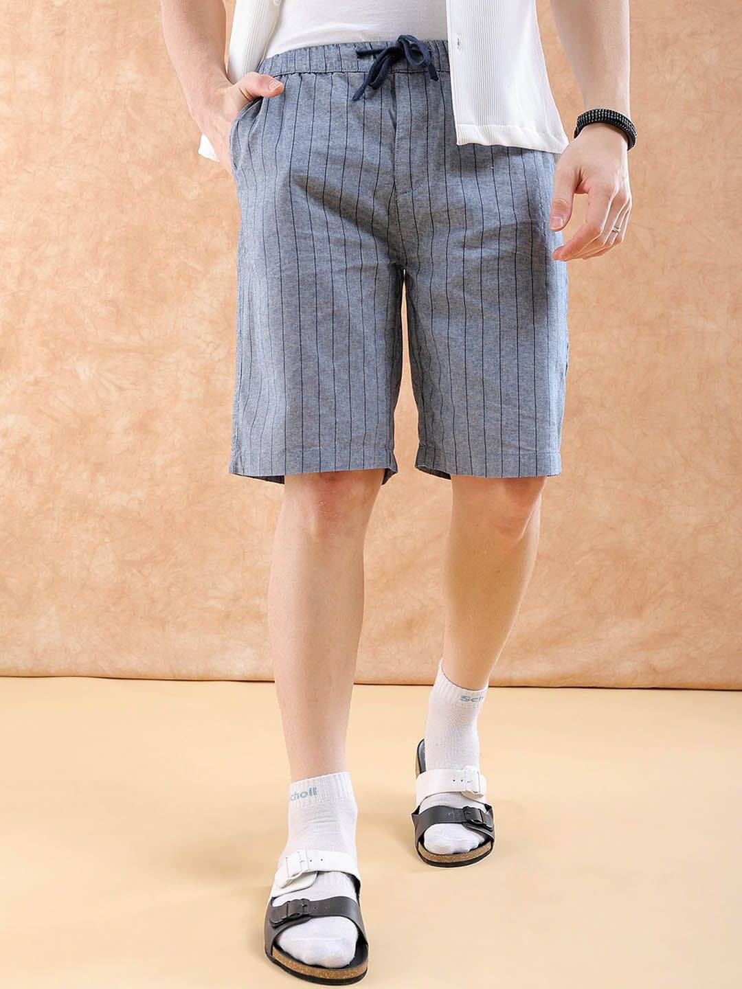 The Indian Garage Co. Blue Cotton Blend Men's Shorts ( Pack of 1 ) The Indian Garage Co. Blue Cotton Blend Men's Shorts ( Pack of 1 )