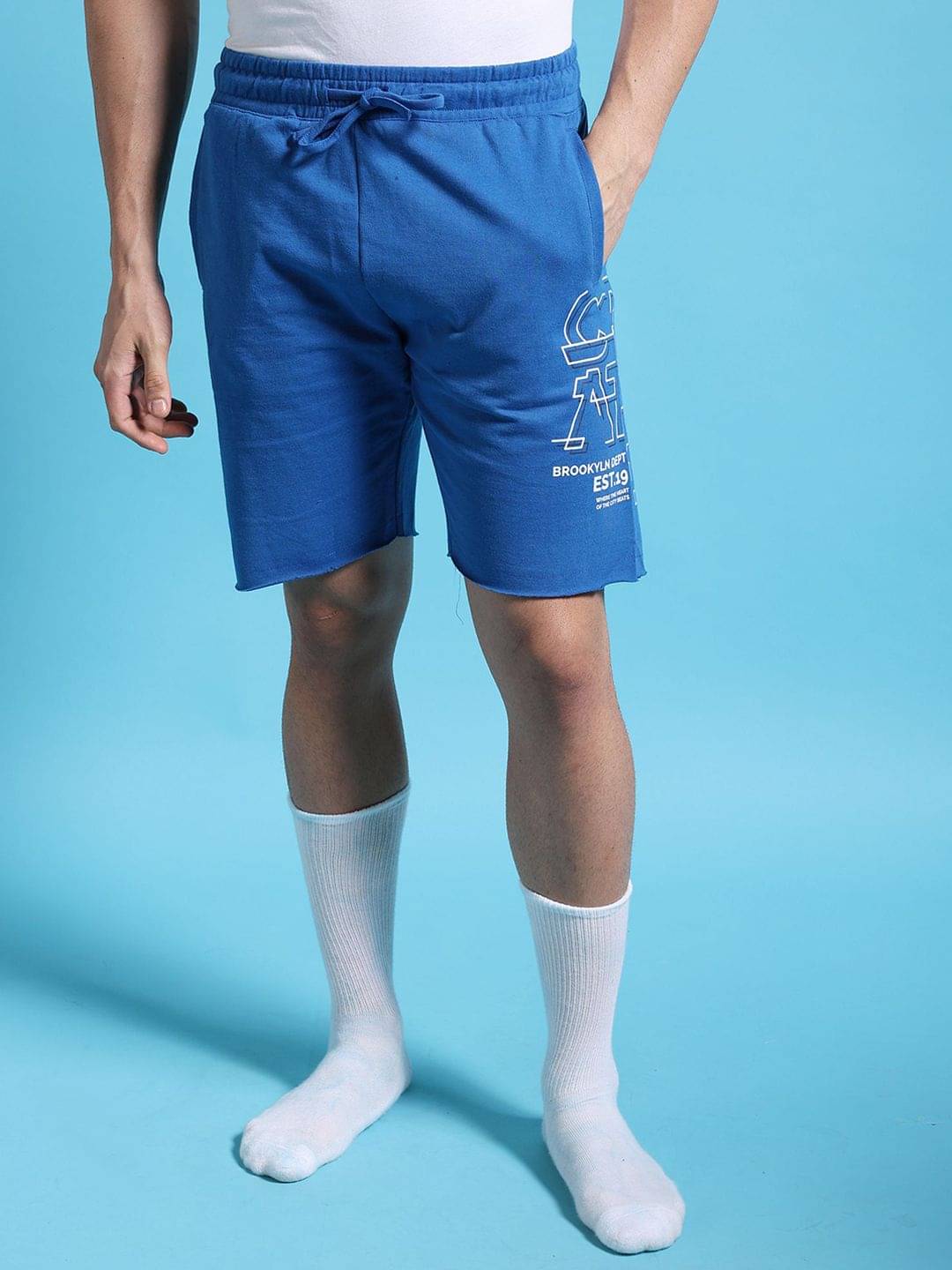     			The Indian Garage Co. Blue Cotton Blend Men's Shorts ( Pack of 1 )