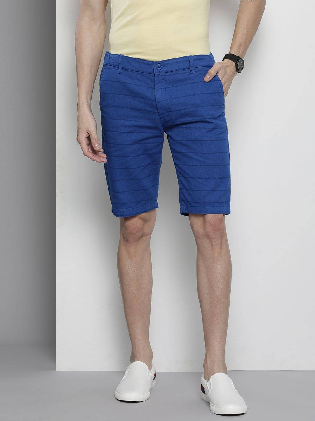 The Indian Garage Co. Blue Cotton Blend Men's Shorts ( Pack of 1 ) The Indian Garage Co. Blue Cotton Blend Men's Shorts ( Pack of 1 )