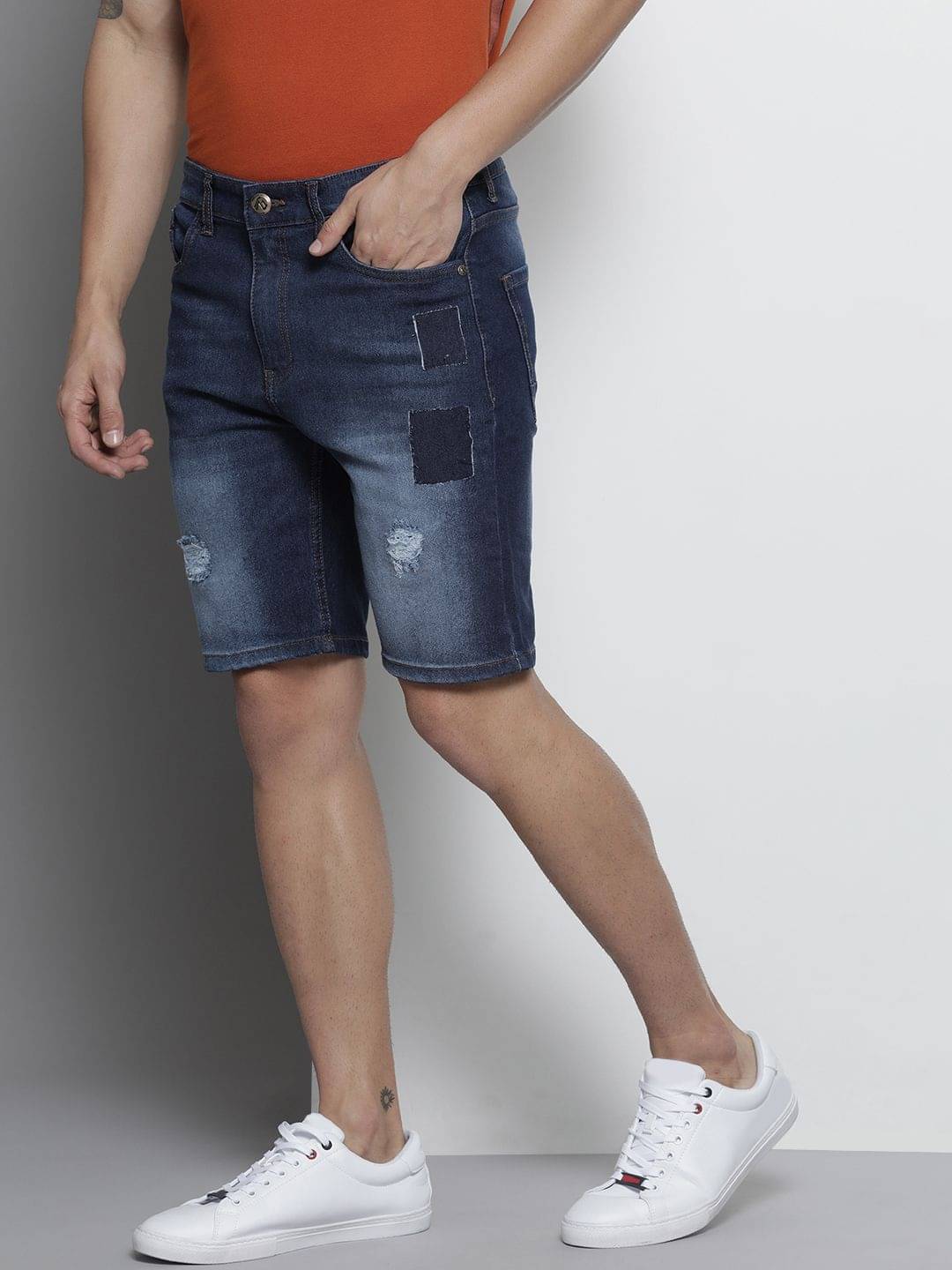 The Indian Garage Co. Blue Cotton Blend Men's Denim Shorts ( Pack of 1 ) The Indian Garage Co. Blue Cotton Blend Men's Denim Shorts ( Pack of 1 )