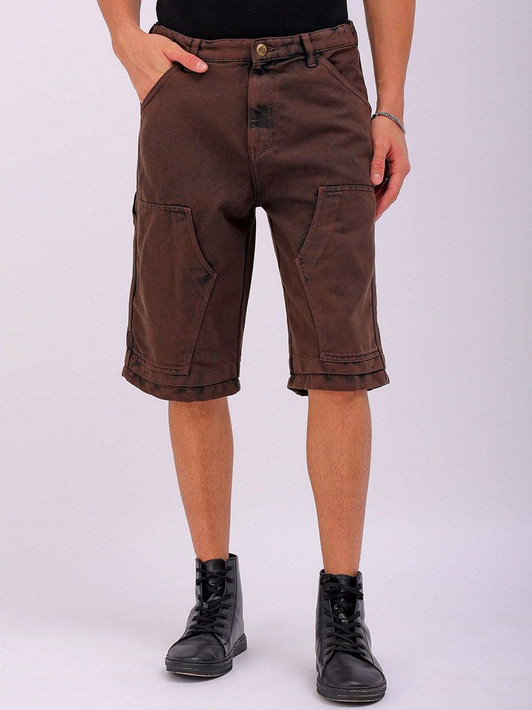 The Indian Garage Co. Brown Cotton Blend Men's Denim Shorts ( Pack of 1 )     			The Indian Garage Co. Brown Cotton Blend Men's Denim Shorts ( Pack of 1 )