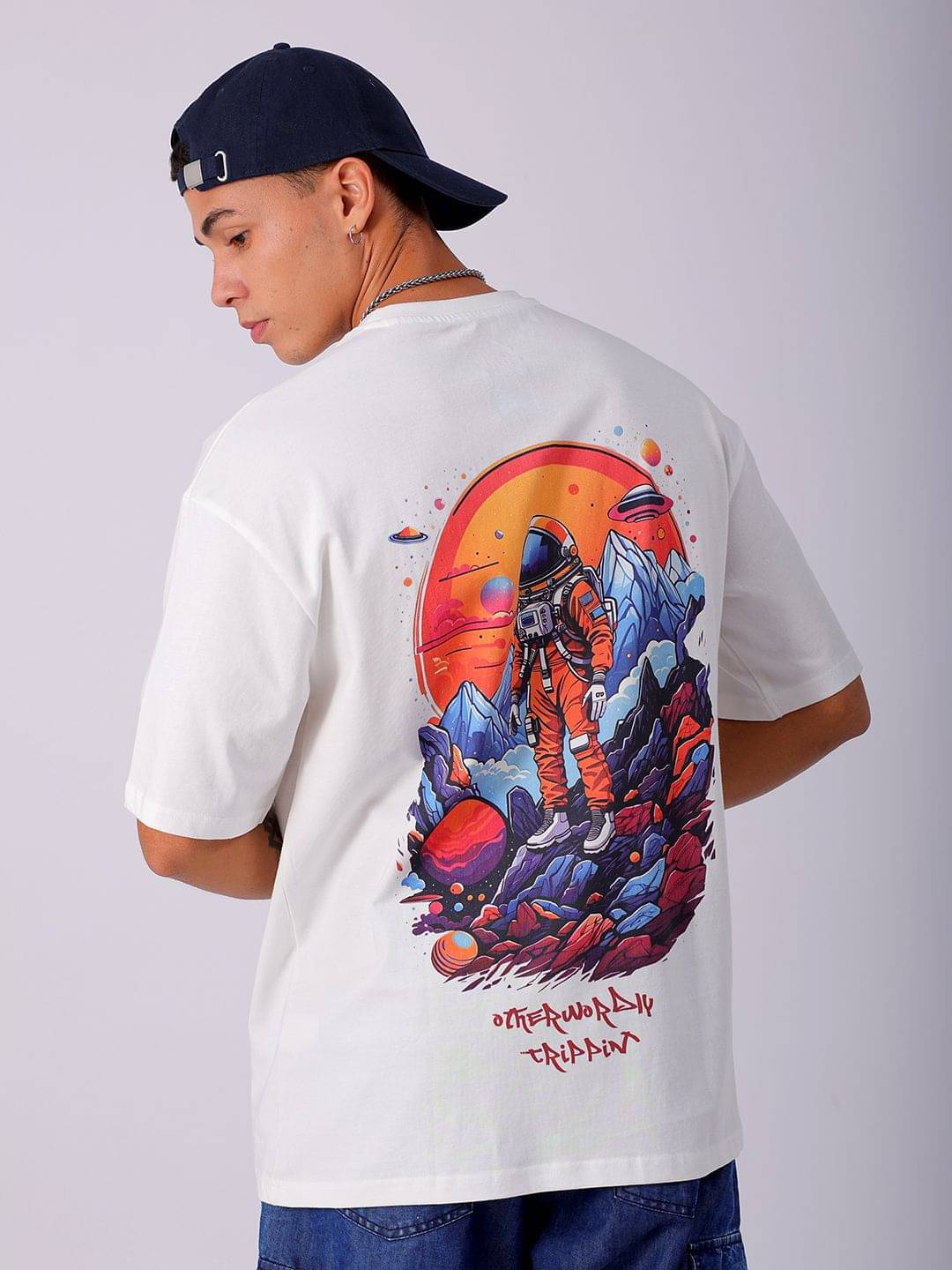     			The Indian Garage Co. Cotton Relaxed Fit Printed Half Sleeves Men's Round T-Shirt - White ( Pack of 1 )